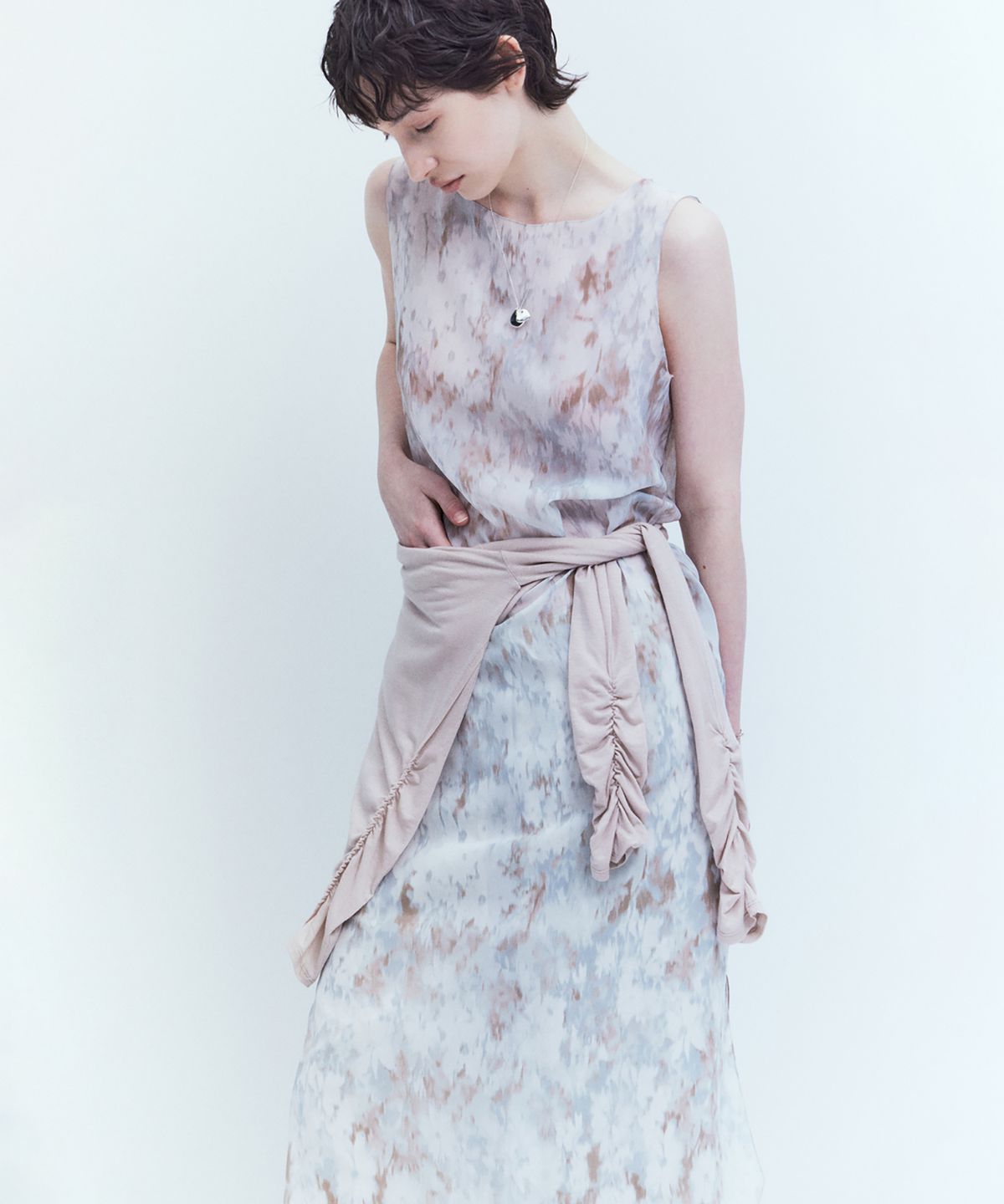 유스(YOUTH) Printing Jersey Dress - Light Grey