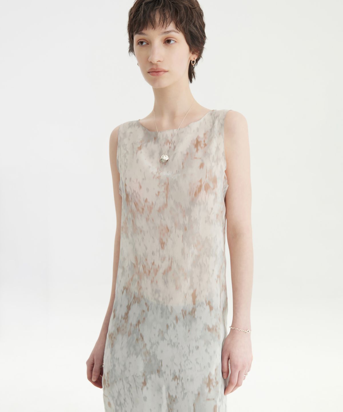 유스(YOUTH) Printing Jersey Dress - Light Grey