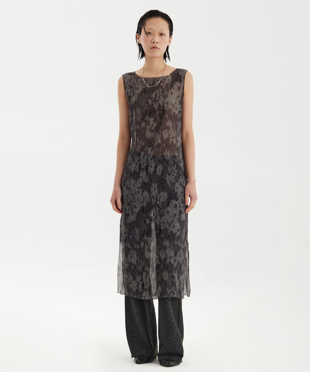 유스(YOUTH) Printing Jersey Dress - Charcoal Grey