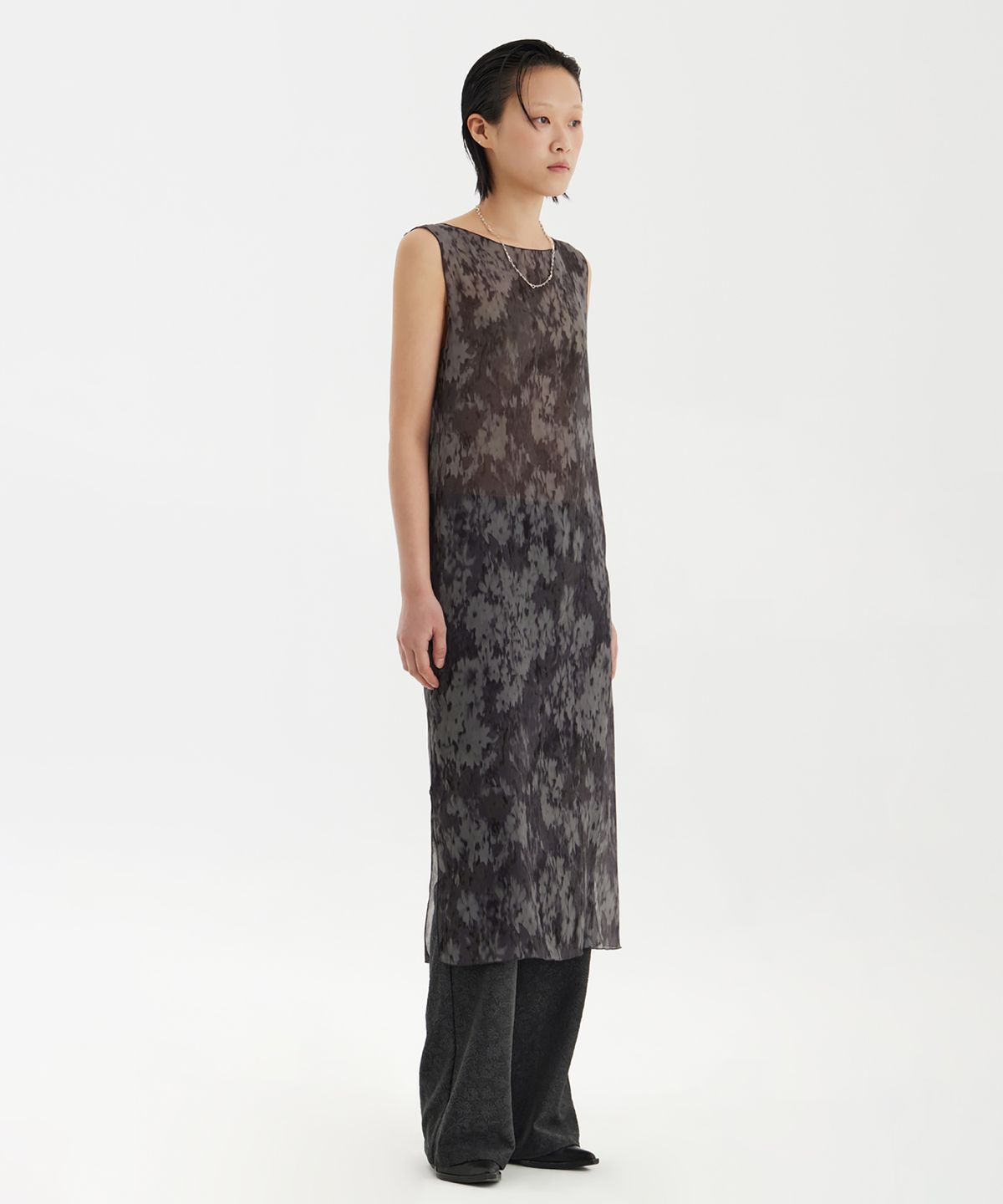 유스(YOUTH) Printing Jersey Dress - Charcoal Grey