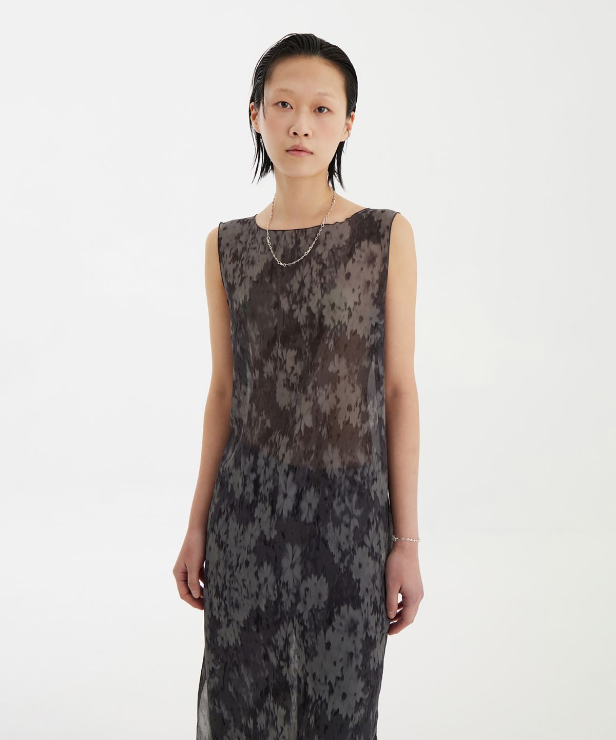 유스(YOUTH) Printing Jersey Dress - Charcoal Grey