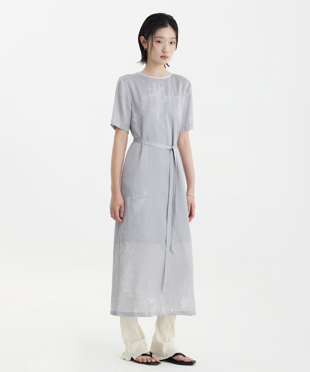 유스(YOUTH) Half Sleeve Dress - Grey Printing