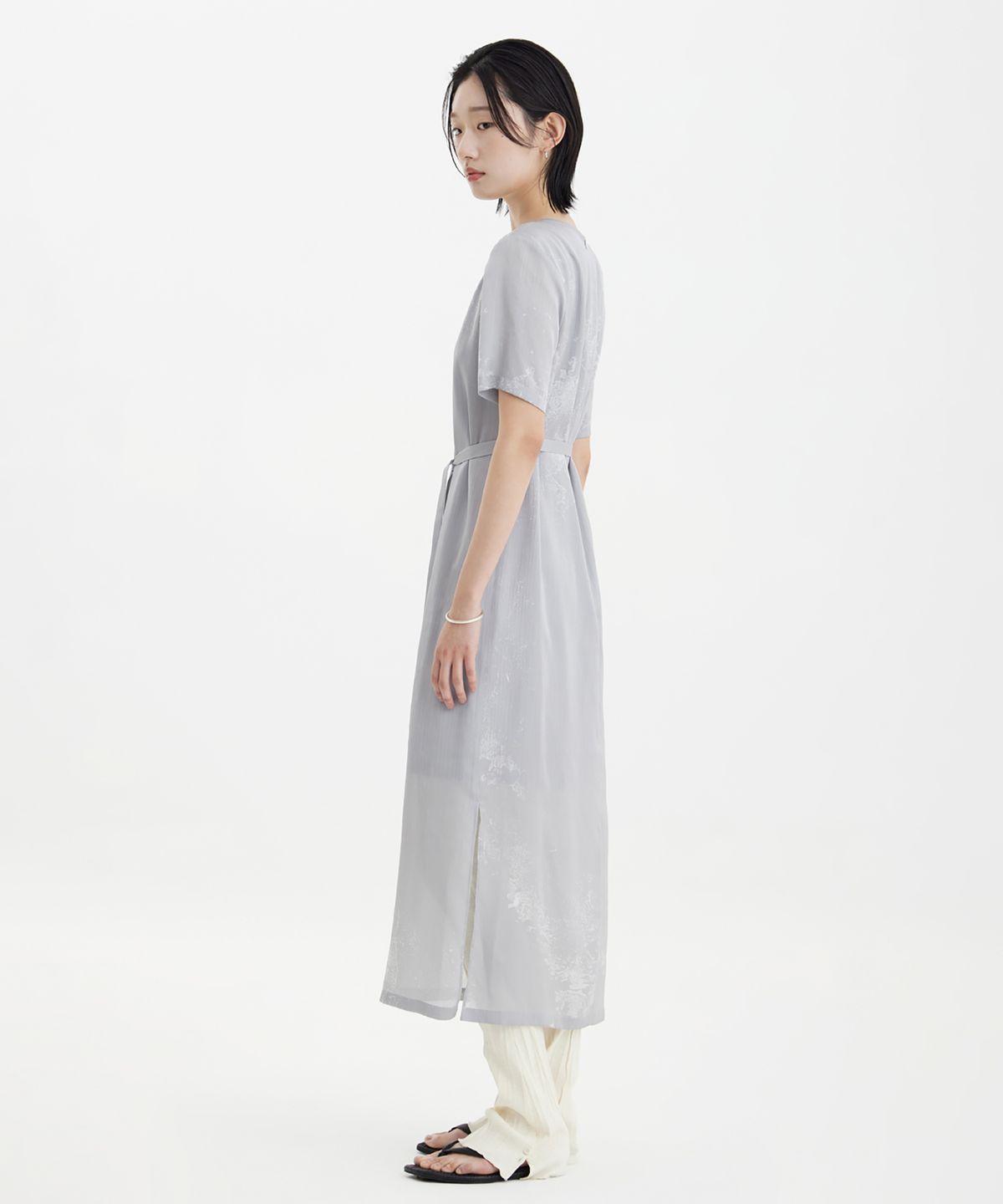 유스(YOUTH) Half Sleeve Dress - Grey Printing
