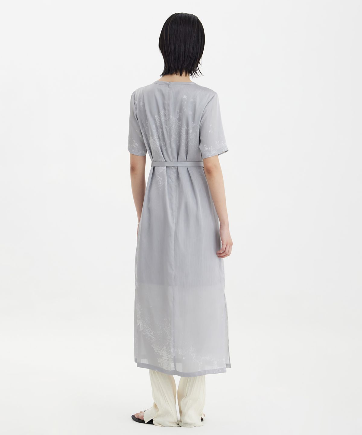 유스(YOUTH) Half Sleeve Dress - Grey Printing