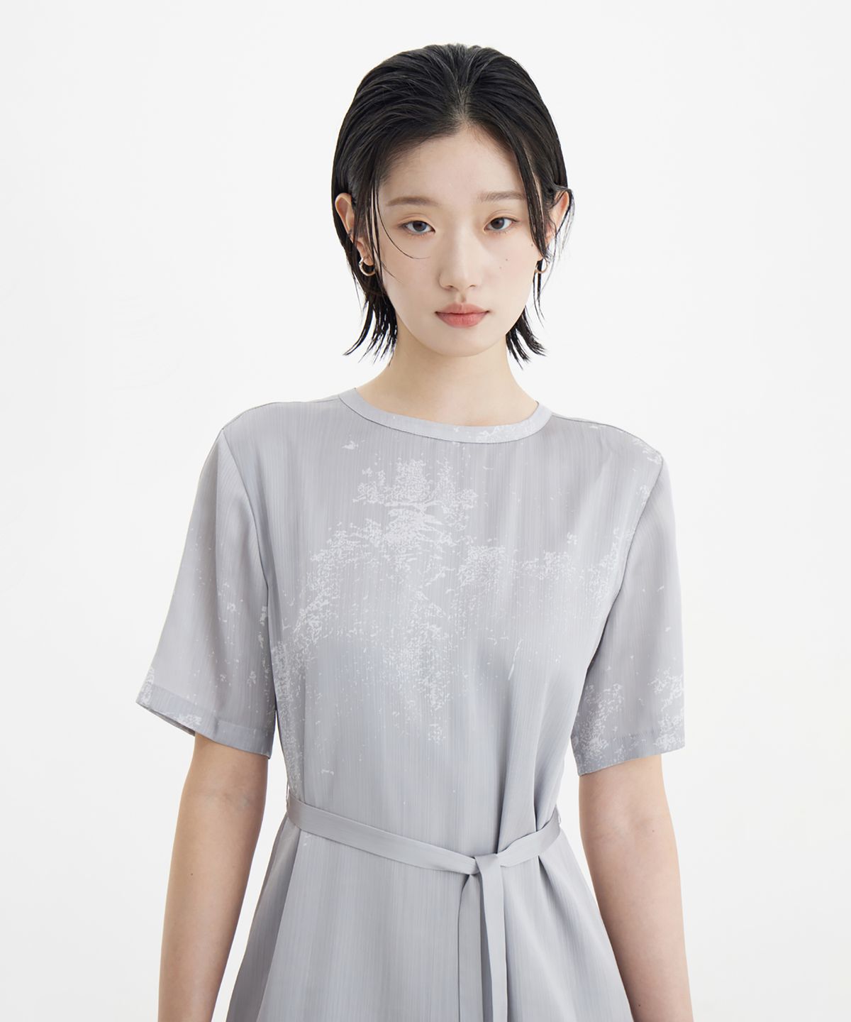 유스(YOUTH) Half Sleeve Dress - Grey Printing