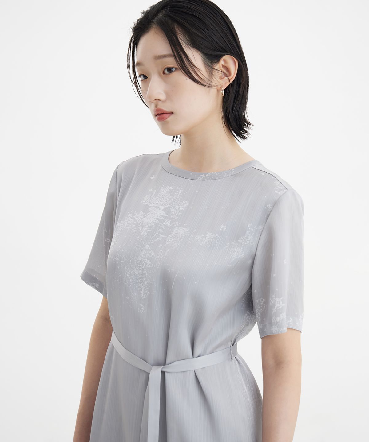 유스(YOUTH) Half Sleeve Dress - Grey Printing