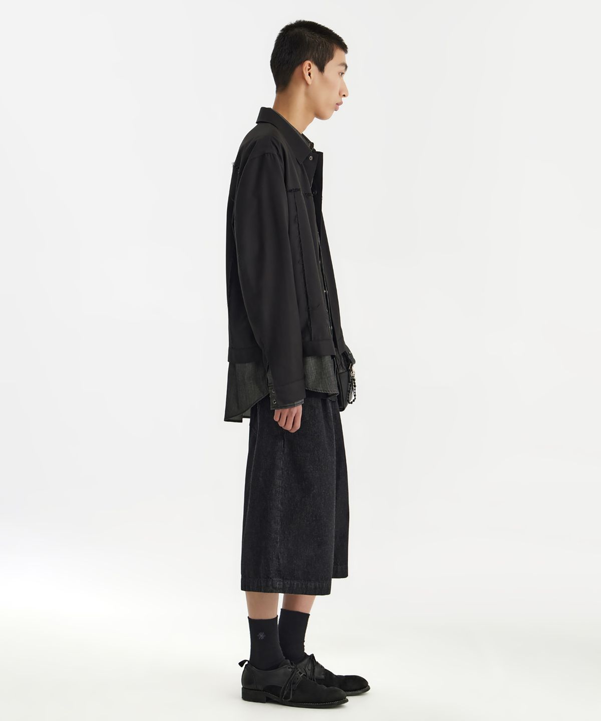 유스(YOUTH) Wide Half Denim - Washed Black