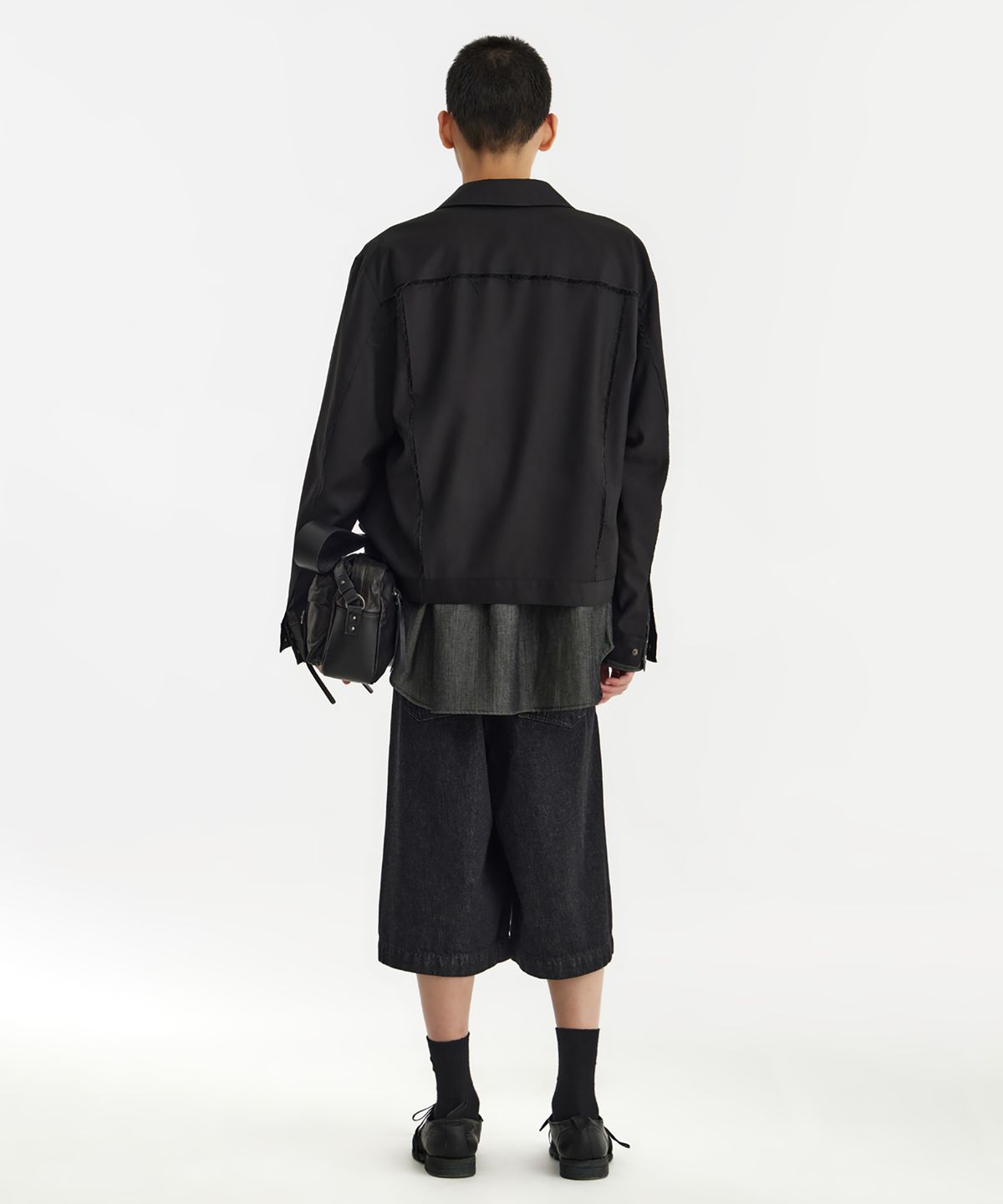 유스(YOUTH) Wide Half Denim - Washed Black
