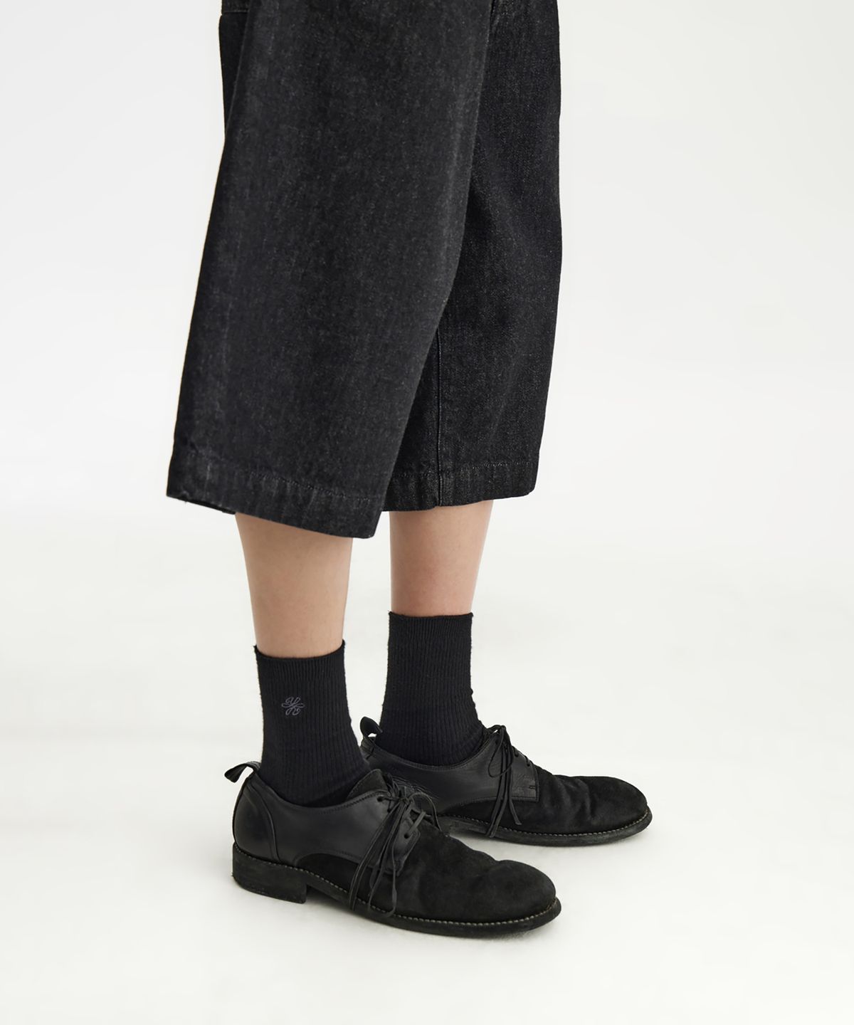 유스(YOUTH) Wide Half Denim - Washed Black