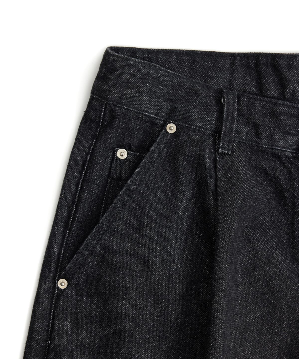 유스(YOUTH) Wide Half Denim - Washed Black