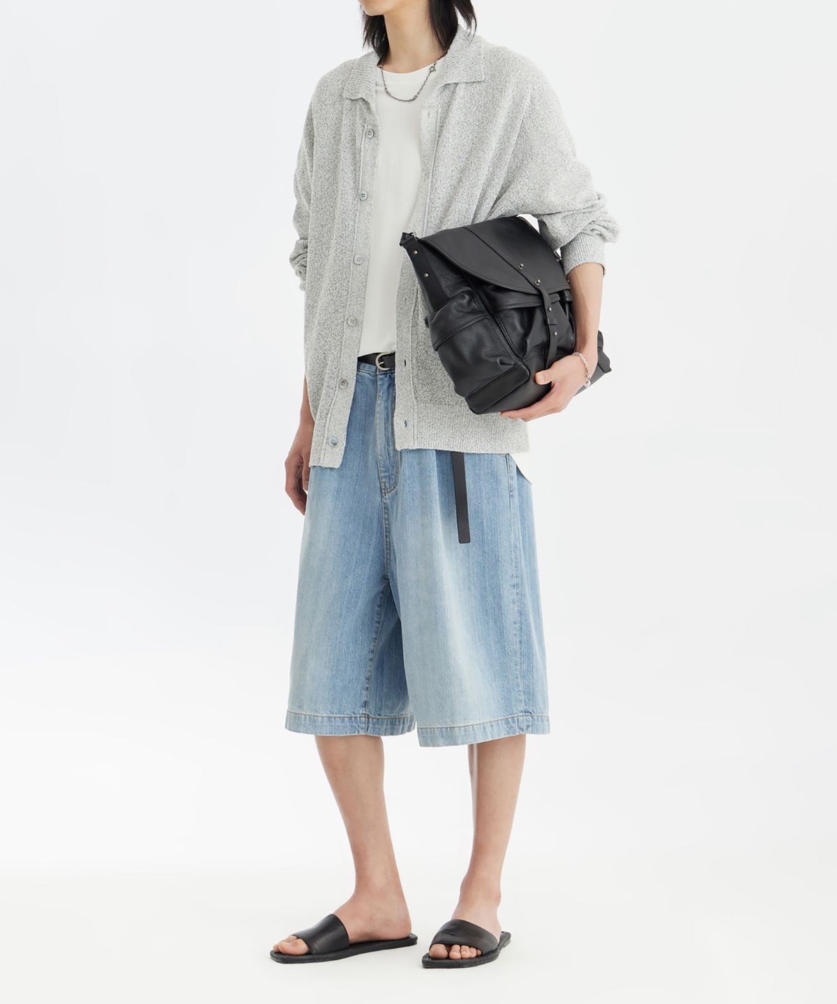 유스(YOUTH) Wide Half Denim - Light Blue