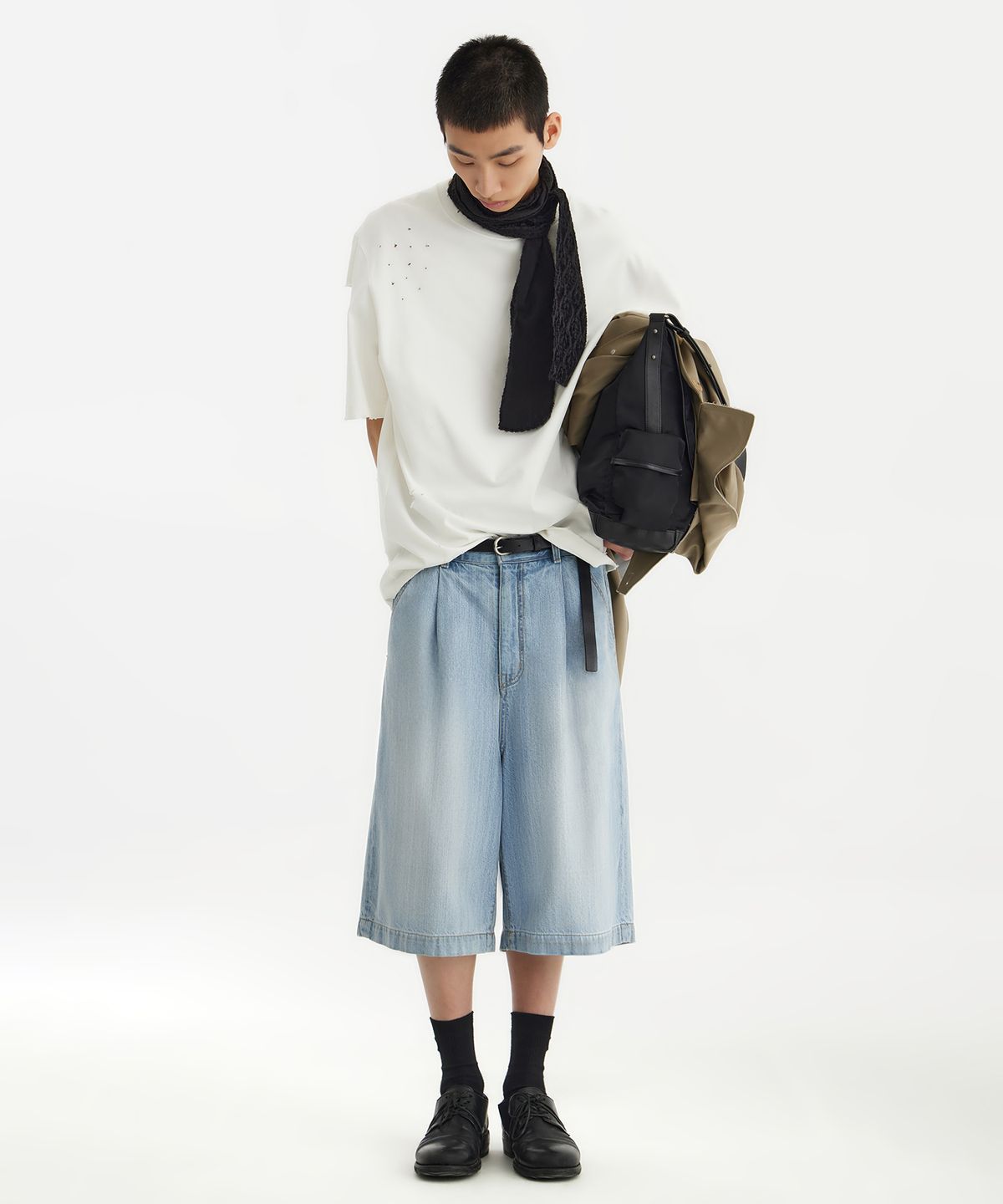 유스(YOUTH) Wide Half Denim - Light Blue
