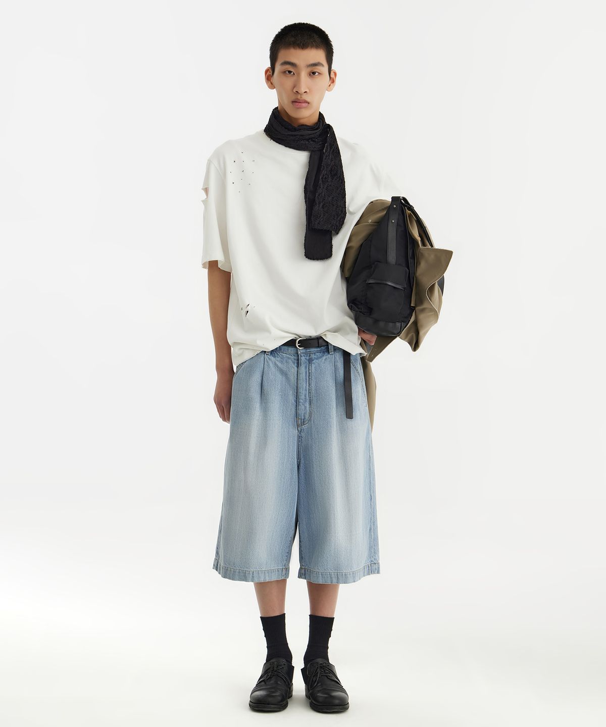 유스(YOUTH) Wide Half Denim - Light Blue