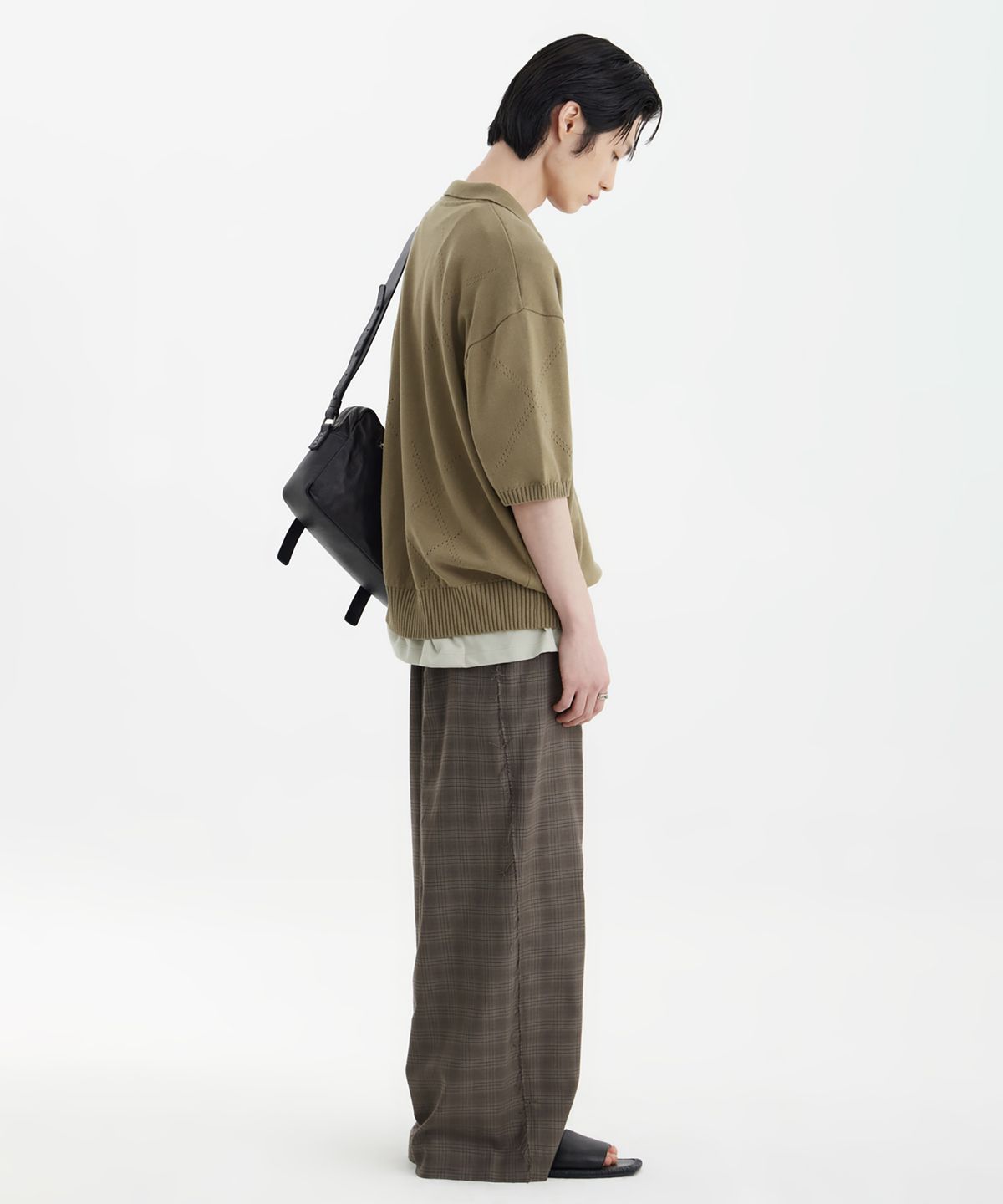 유스(YOUTH) H/S Knit Collar T-Shirt - Khaki Brown