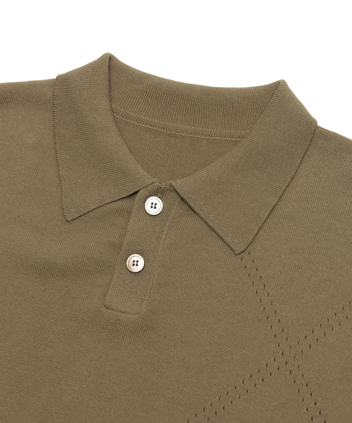 유스(YOUTH) H/S Knit Collar T-Shirt - Khaki Brown