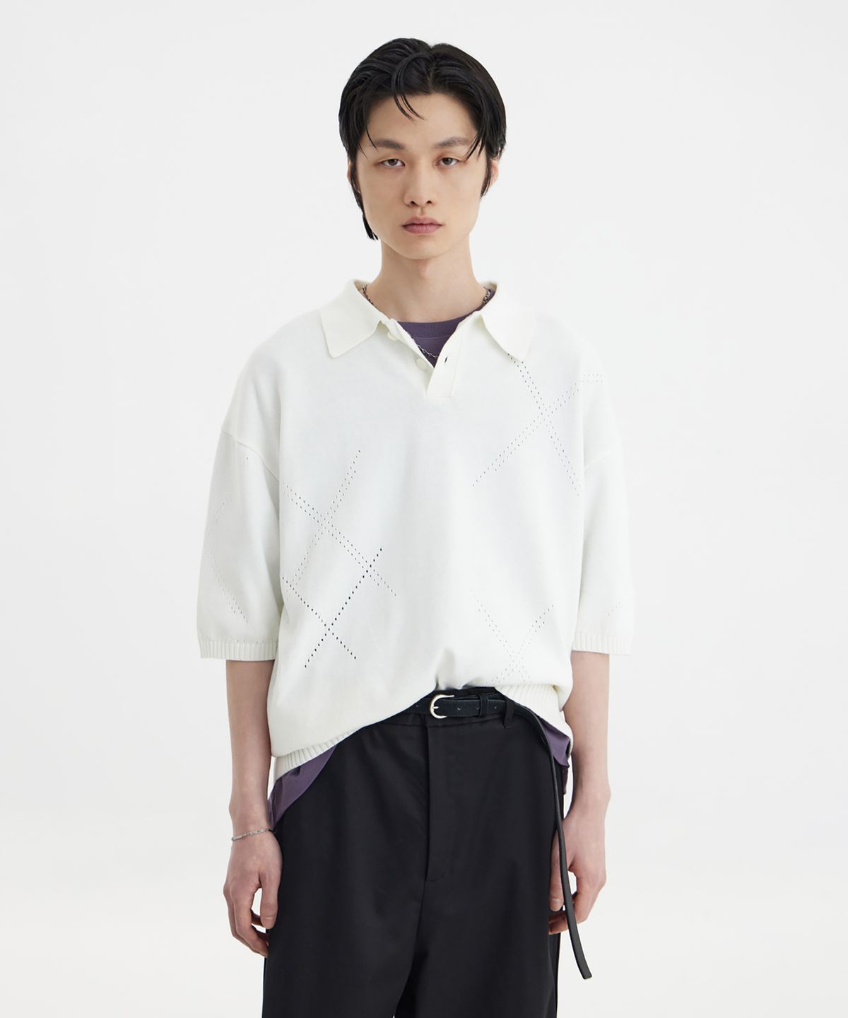 유스(YOUTH) H/S Knit Collar T-Shirt - White