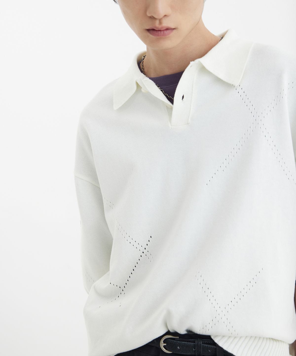유스(YOUTH) H/S Knit Collar T-Shirt - White