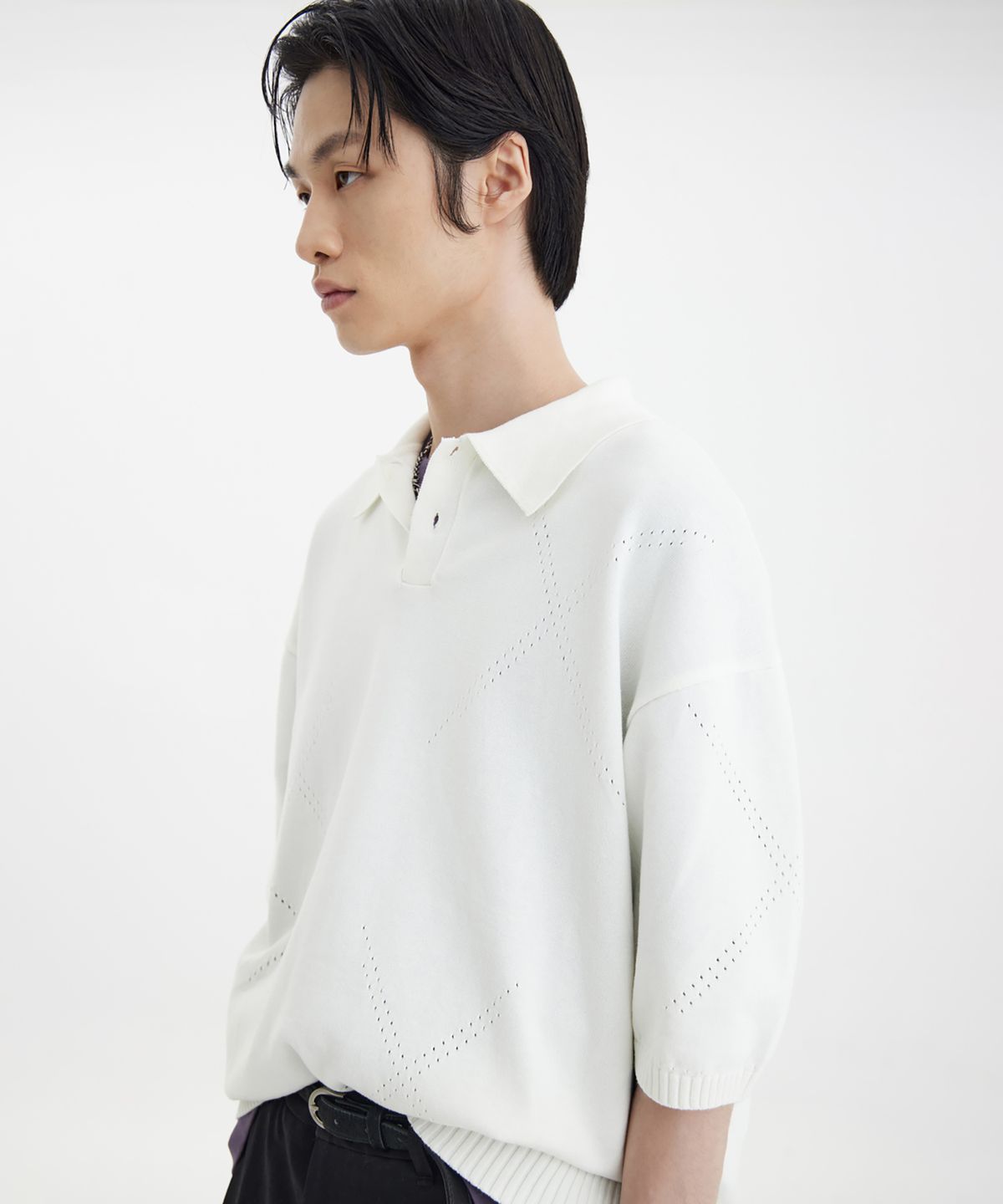 유스(YOUTH) H/S Knit Collar T-Shirt - White