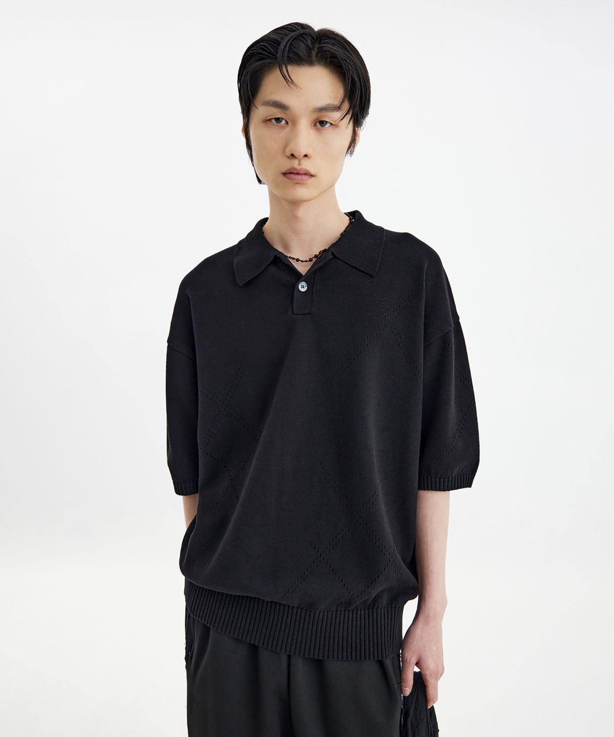 유스(YOUTH) H/S Knit Collar T-Shirt - Black
