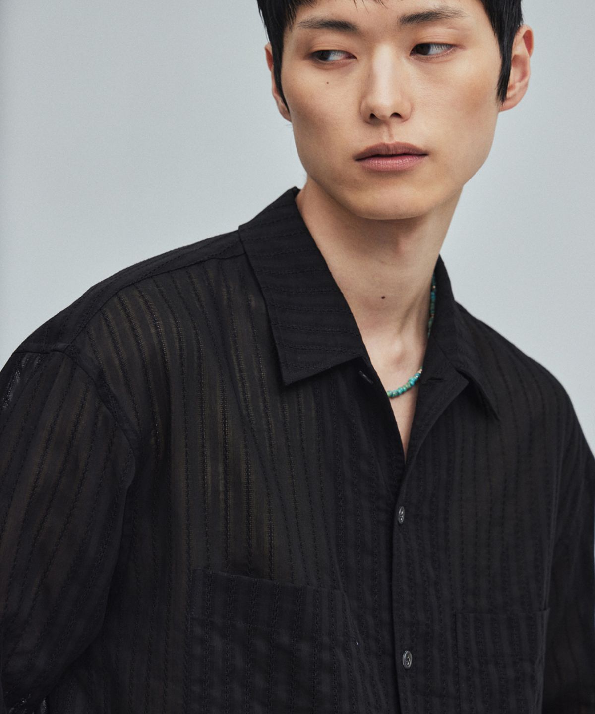 유스(YOUTH) Convertible Collar Half Shirt - Black