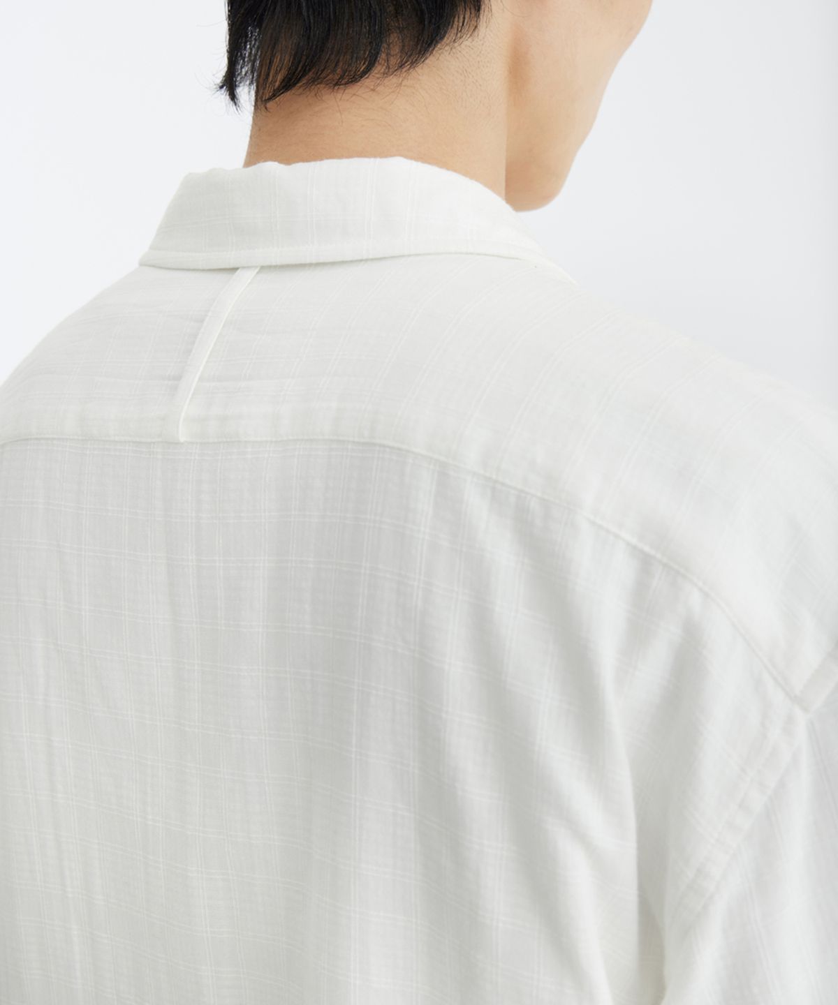 유스(YOUTH) Convertible Collar Half Shirt - White Check