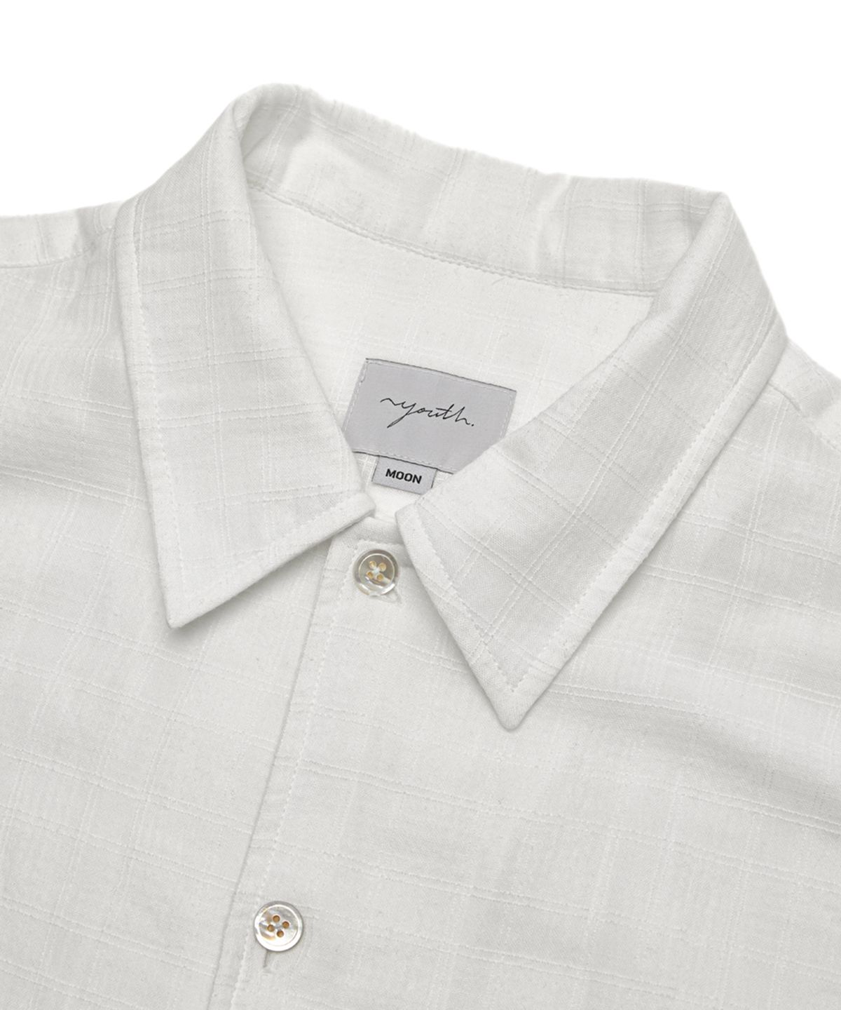 유스(YOUTH) Convertible Collar Half Shirt - White Check