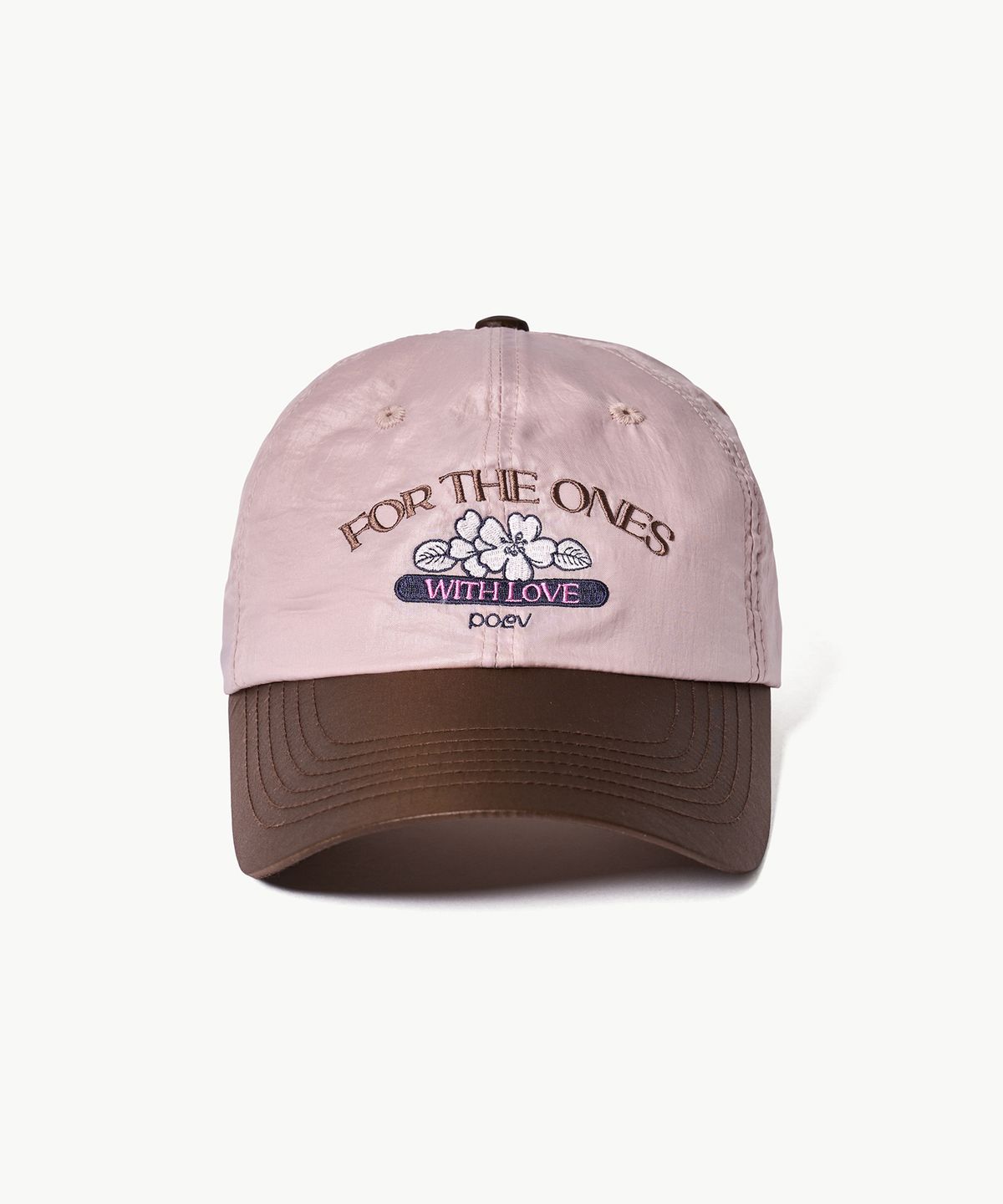 포에브(POEV) Flower Shirring Ball Cap - Pink/Brown