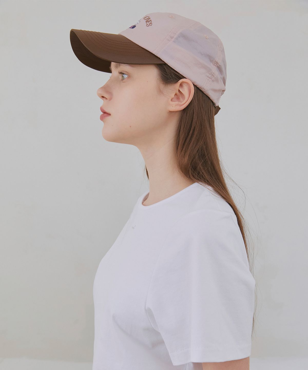 포에브(POEV) Flower Shirring Ball Cap - Pink/Brown