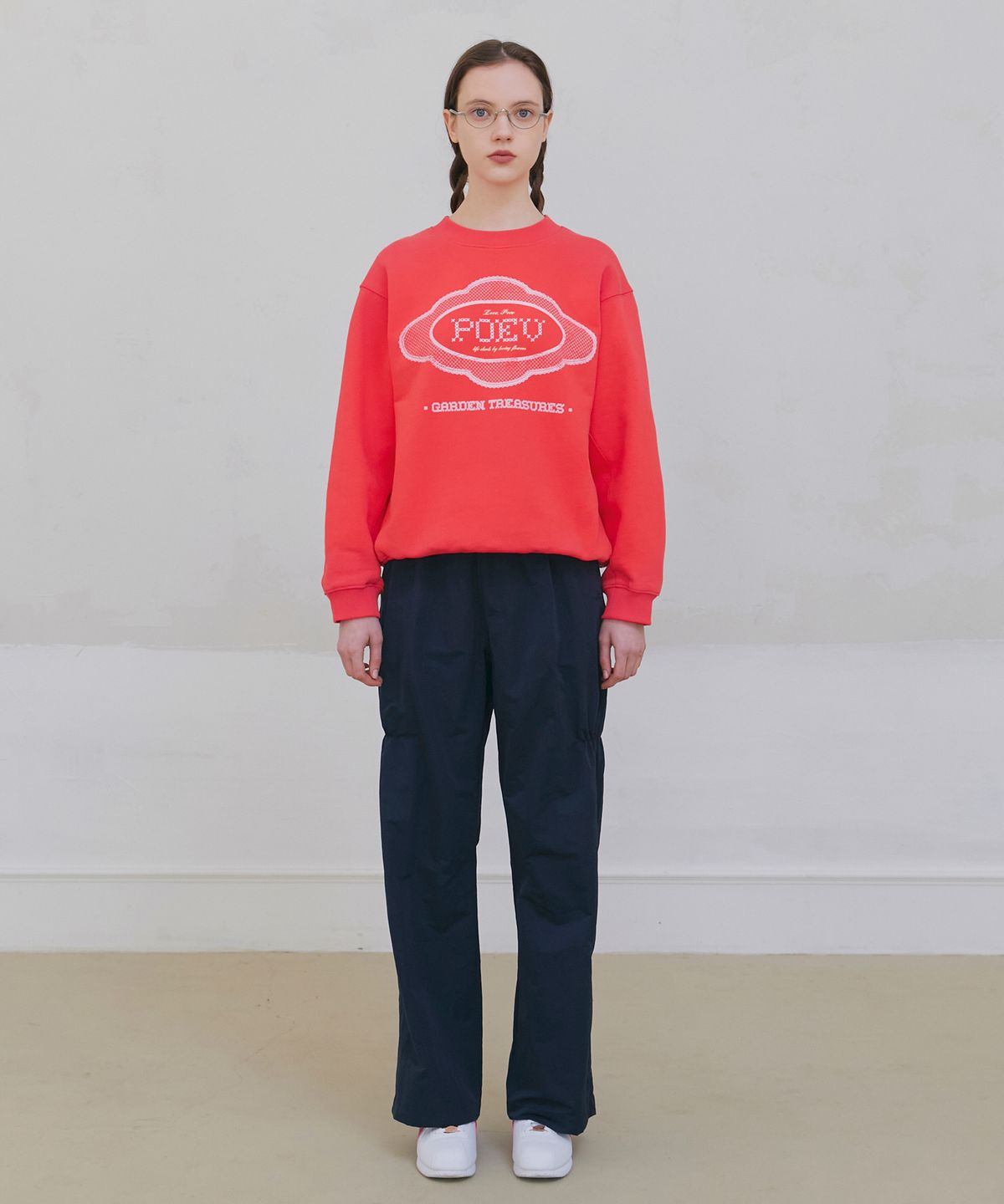 포에브(POEV) Shirring Nylon Straight Pants - Navy