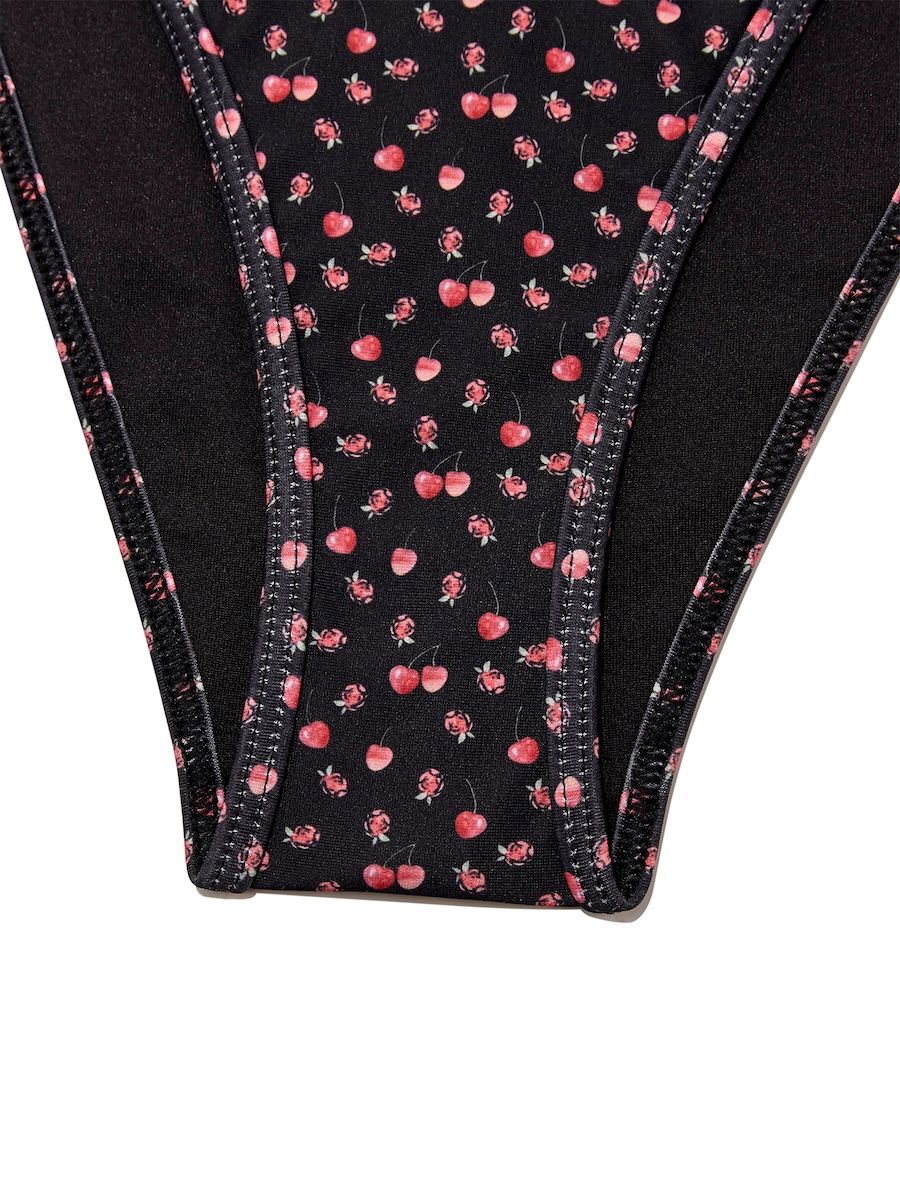 ★GLOWNY★ TIE SIDE BIKINI BOTTOM BLACK CHERRY TIE SIDE BIKINI BOTTOM (BLACK CHERRY) - GLOWNY