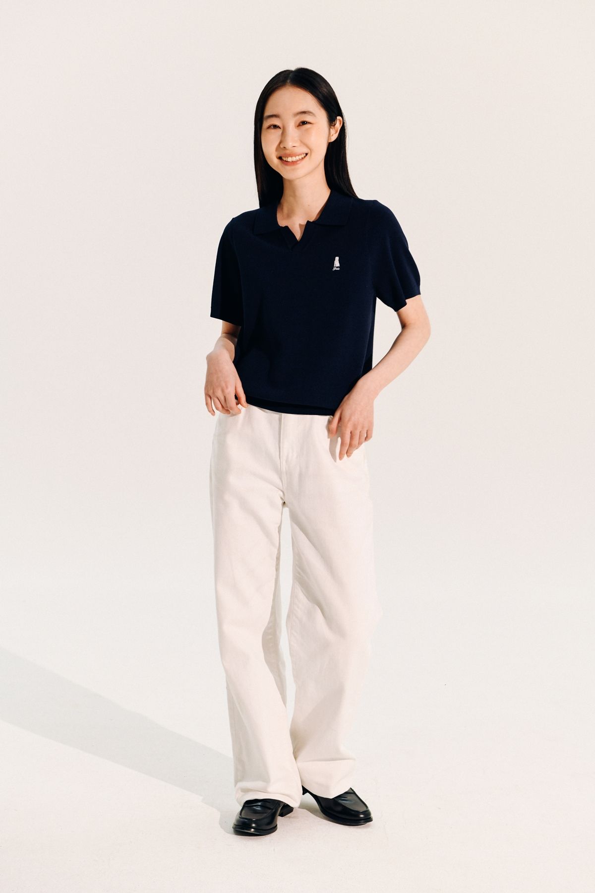 예일(YALE) WOMENS HERITAGE DAN QUICK DRY PIQUE SLIT NECK SHIRT WHITE