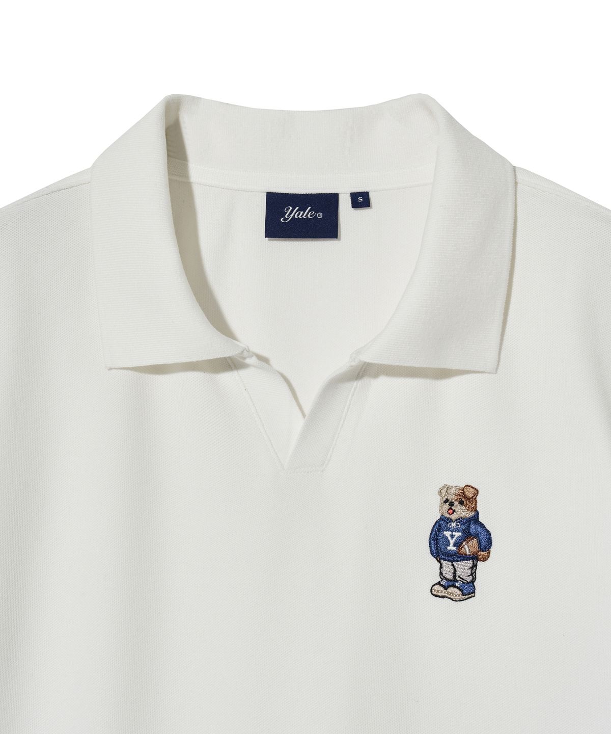 예일(YALE) WOMENS EMBROIDERY DAN QUICK DRY PIQUE SLIT NECK SHIRT WHITE