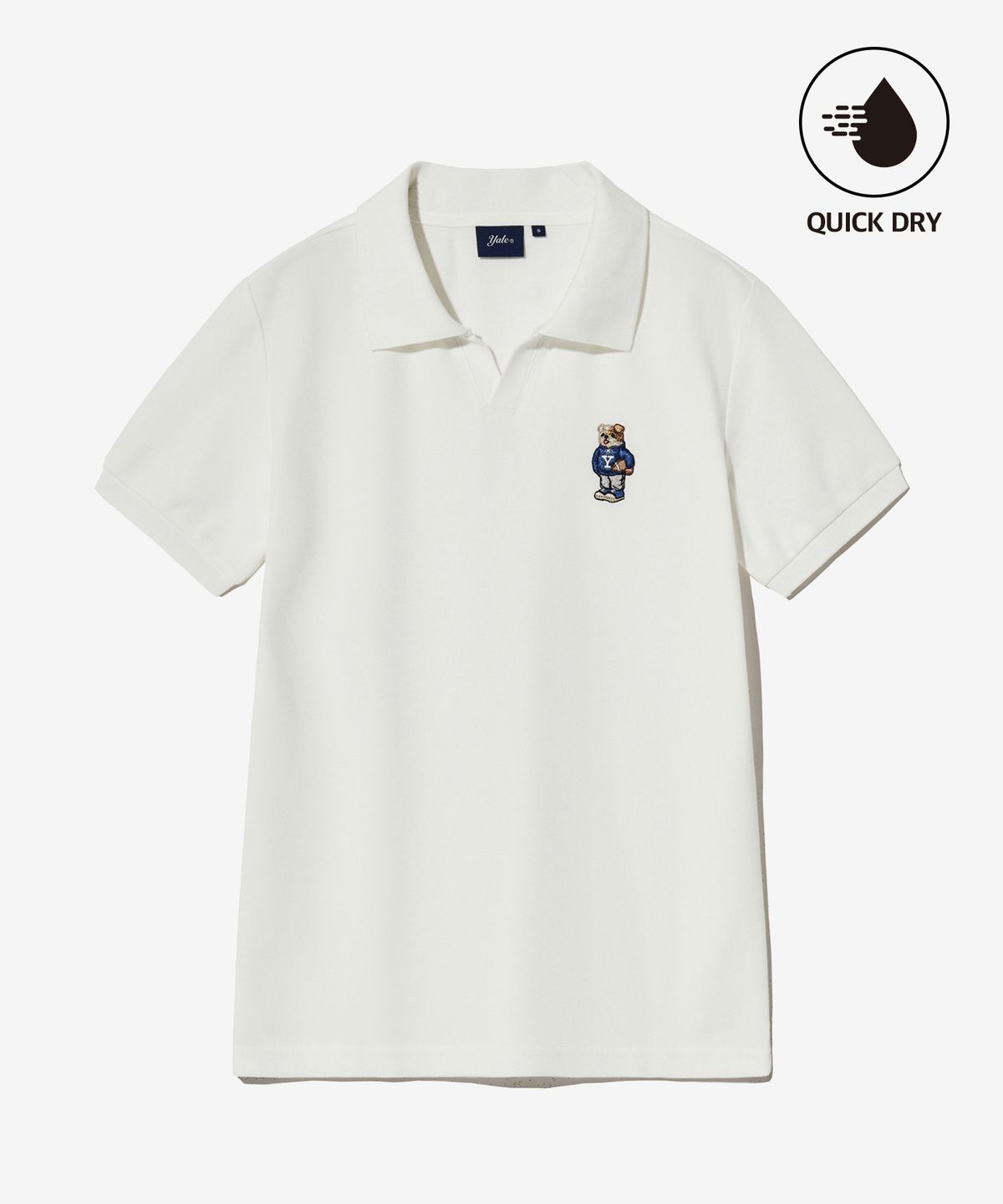 예일(YALE) WOMENS EMBROIDERY DAN QUICK DRY PIQUE SLIT NECK SHIRT WHITE