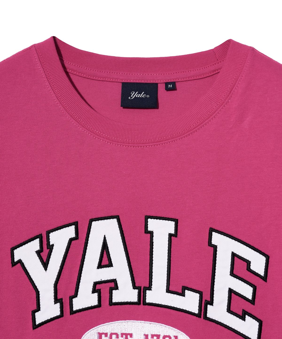 예일(YALE) 우먼즈 투톤아치 크롭 반팔티셔츠 핫핑크