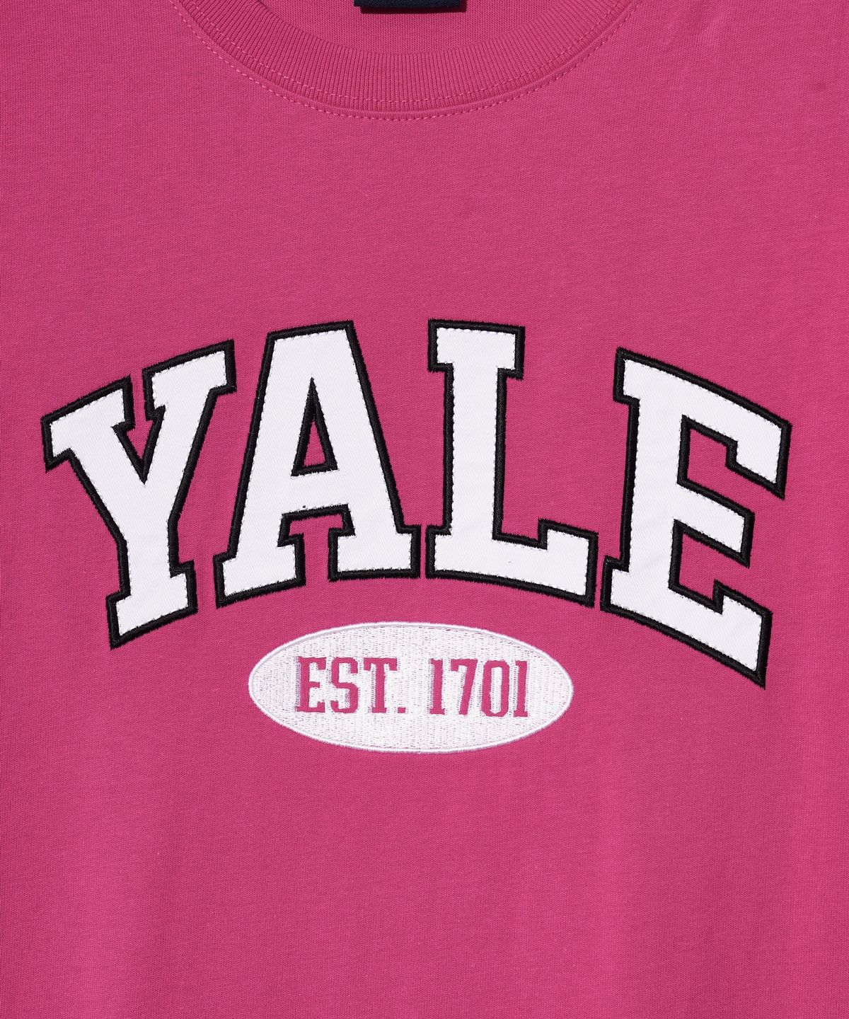 예일(YALE) 우먼즈 투톤아치 크롭 반팔티셔츠 핫핑크