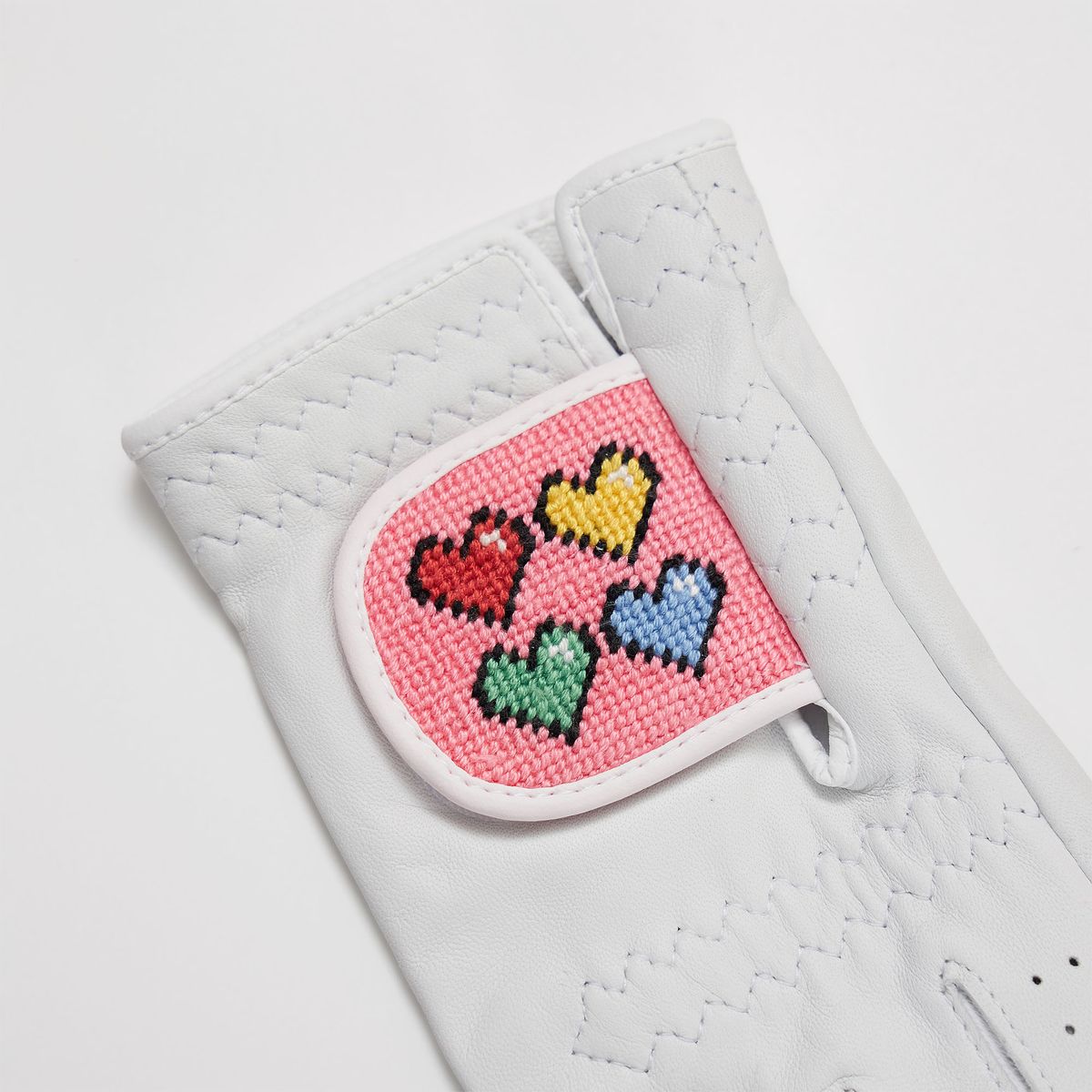 로롱(LOLONG) HEARTS PINK 자수 양피 장갑 (왼손)