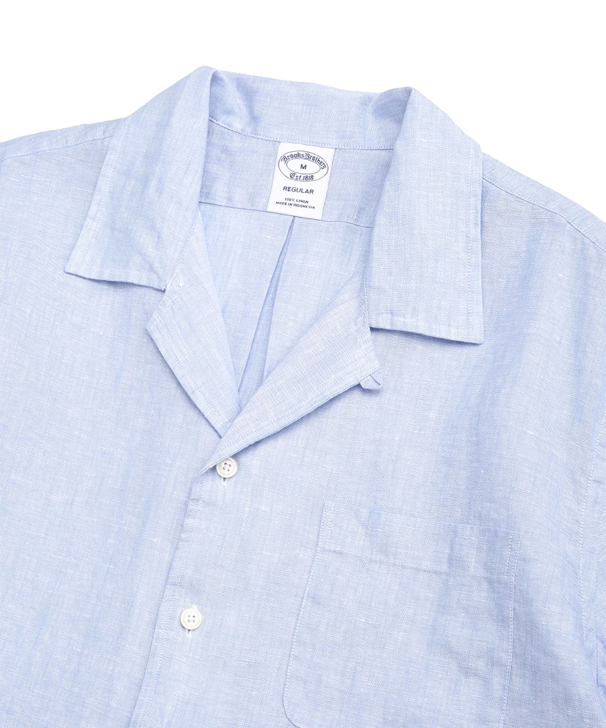 브룩스 브라더스(BROOKS BROTHERS) 배어드 맥넛 아이리쉬 린넨 캠프 숏슬리브 셔츠 (블루) (BBTPMM4818MEM)