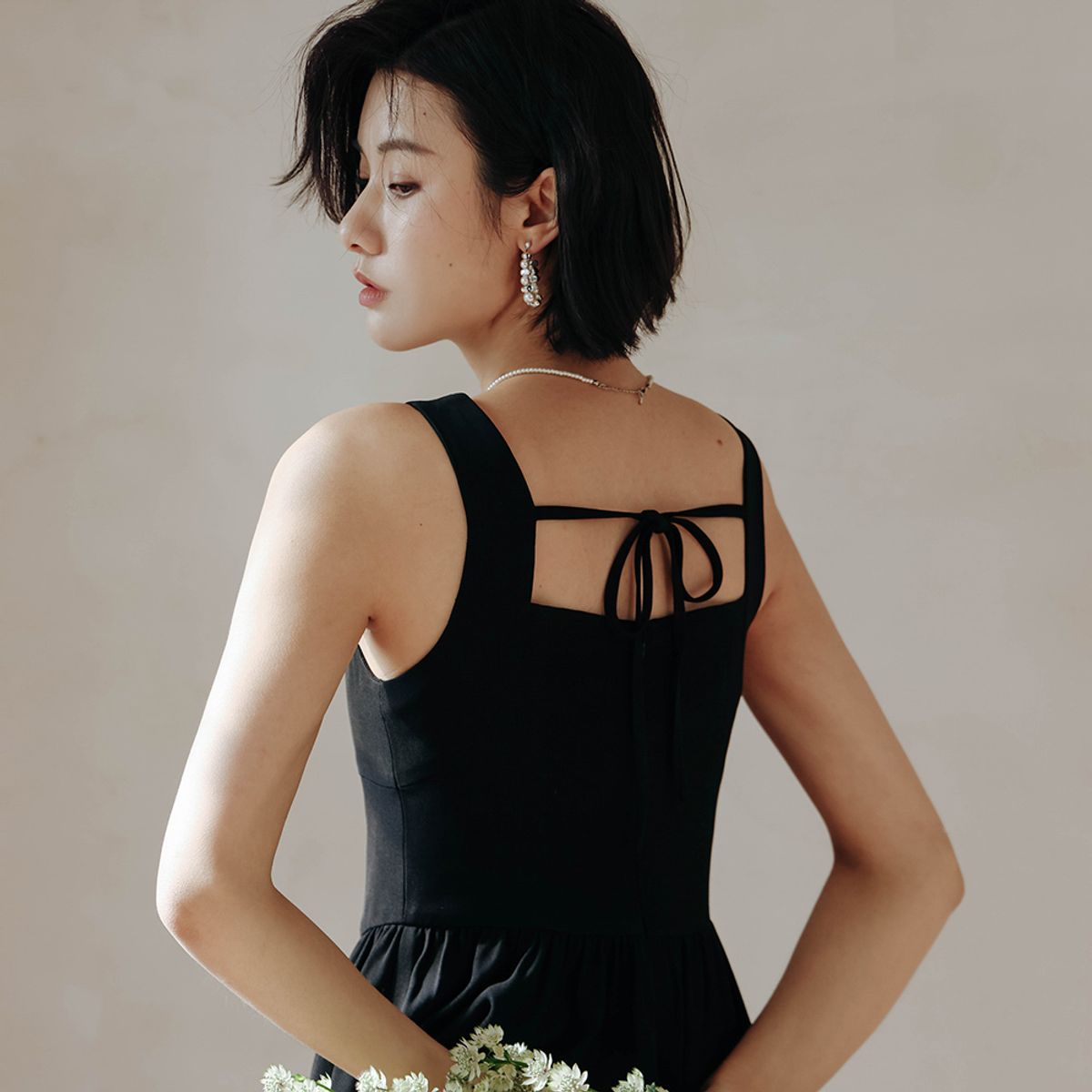 랭썬(LANGSON) LS_A-line slip black dress