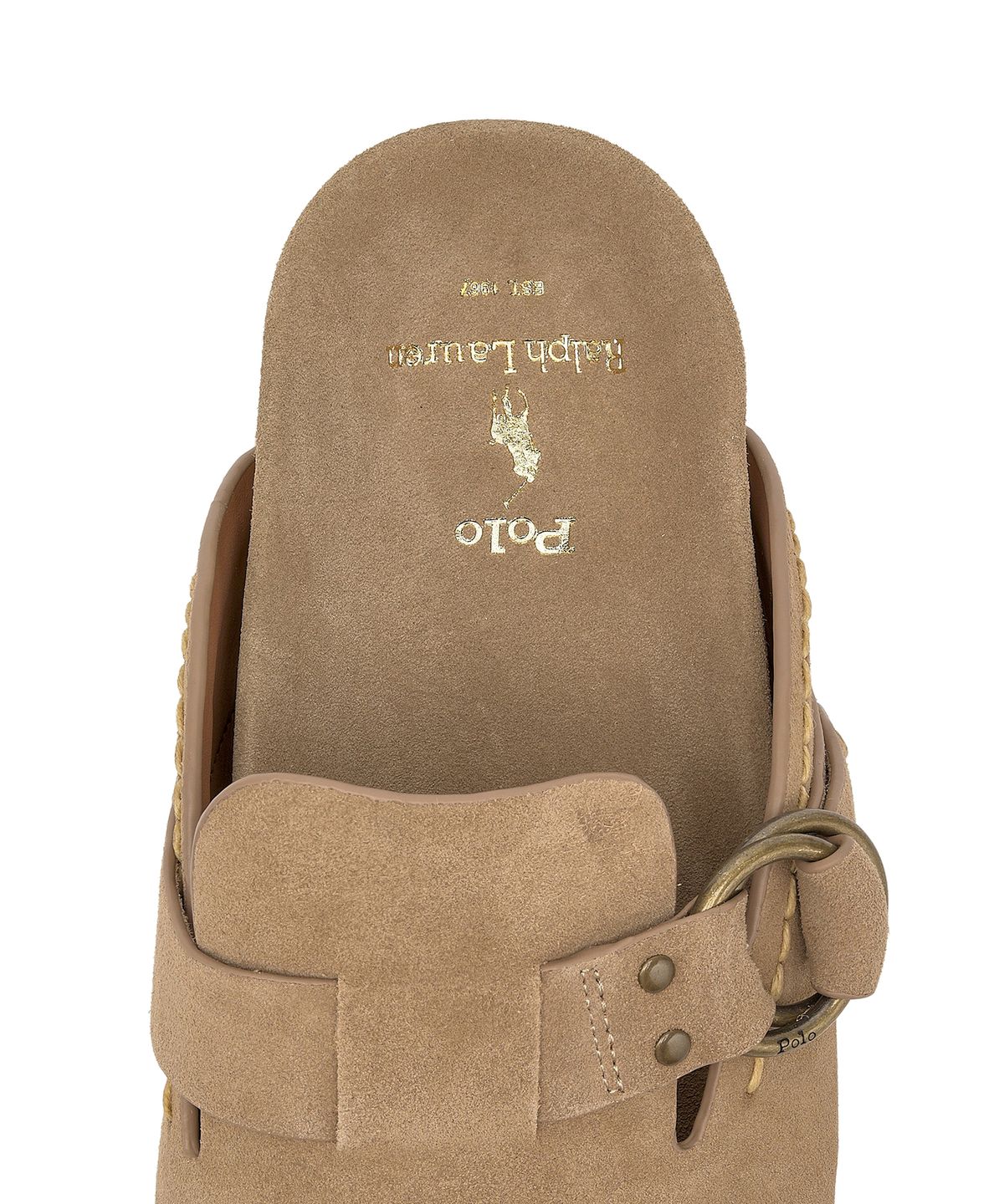 폴로 랄프 로렌(POLO RALPH LAUREN) 투르바흐 스웨이드 클로그 샌들 - 베이지