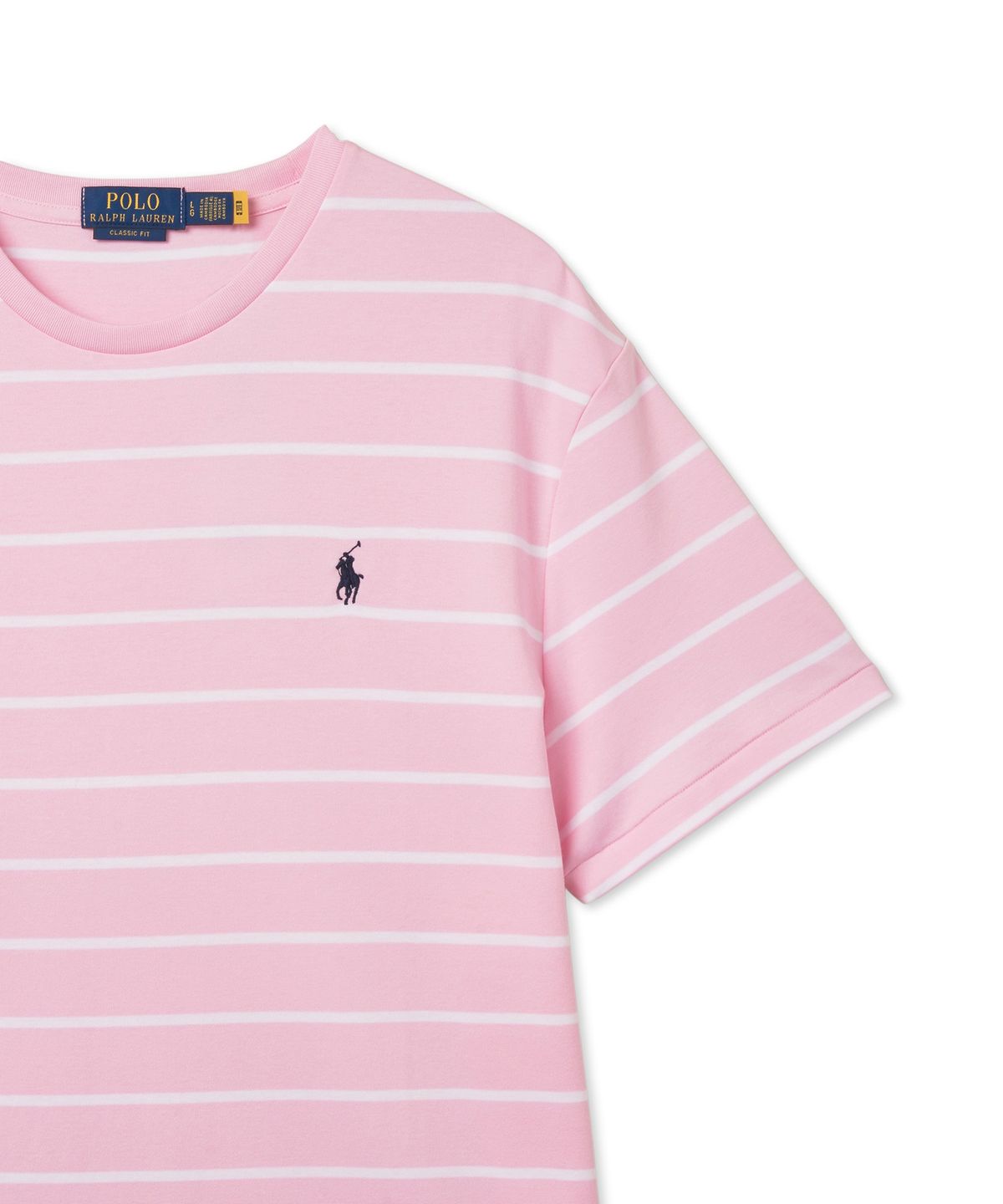 폴로 랄프 로렌(POLO RALPH LAUREN) 클래식핏 스트라이프 소프트 코튼 티셔츠 - 핑크
