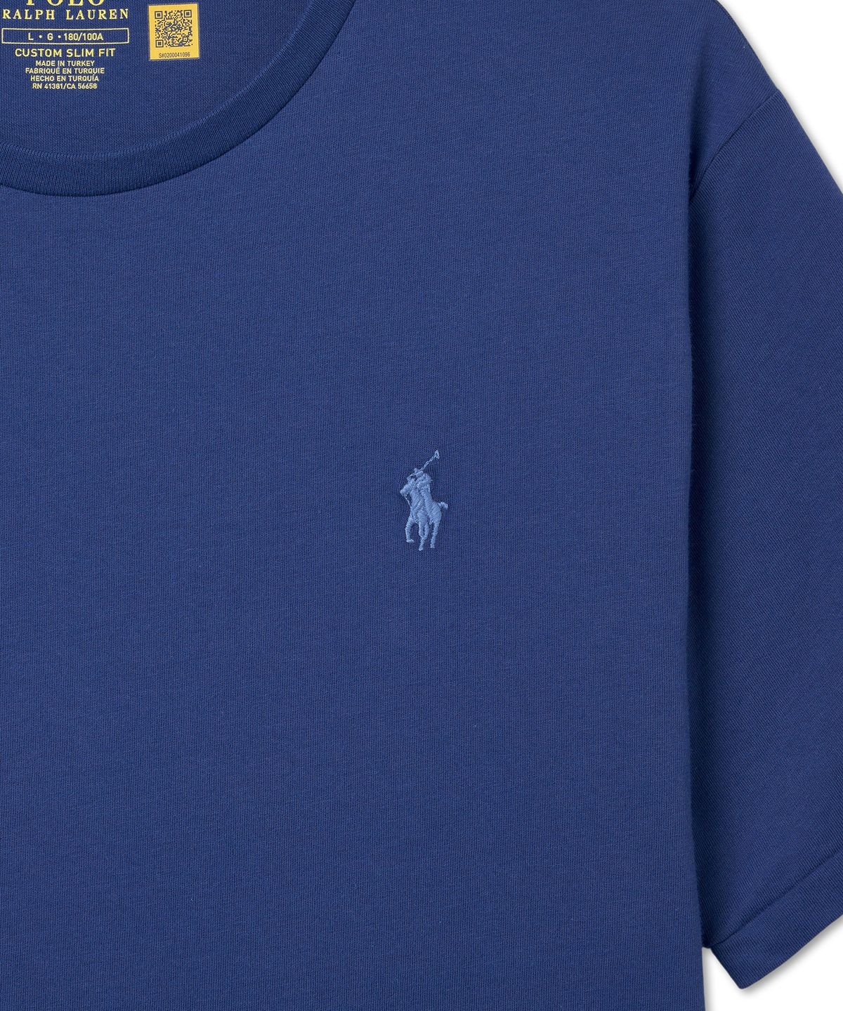 폴로 랄프 로렌(POLO RALPH LAUREN) 커스텀 슬림 크루넥 티셔츠 - 블루