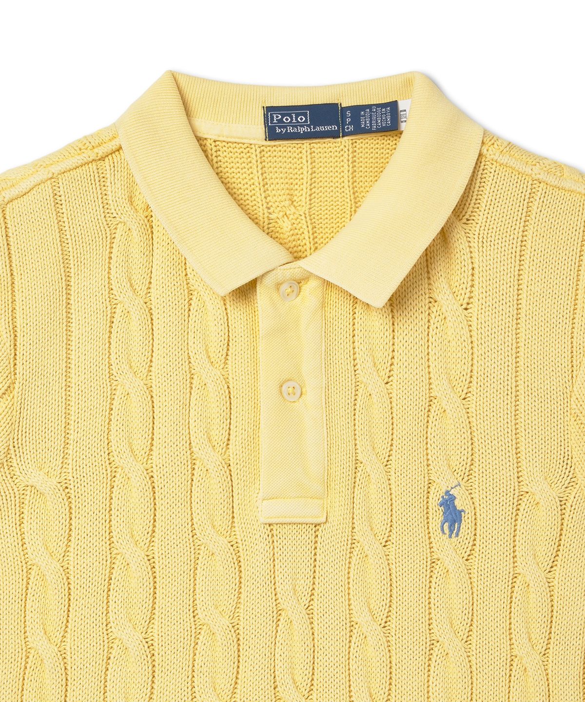 폴로 랄프 로렌(POLO RALPH LAUREN) W 케이블 니트 코튼 폴로 드레스 - 옐로우