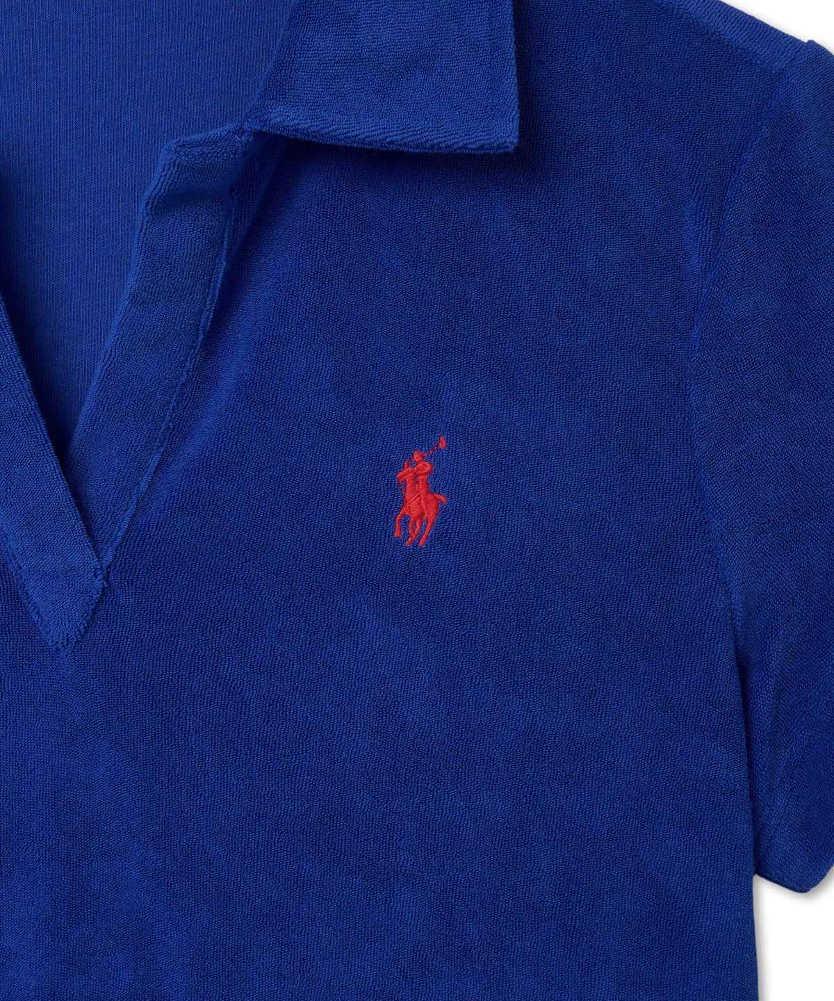 폴로 랄프 로렌(POLO RALPH LAUREN) W 슈렁큰핏 테리 폴로 셔츠 - 블루