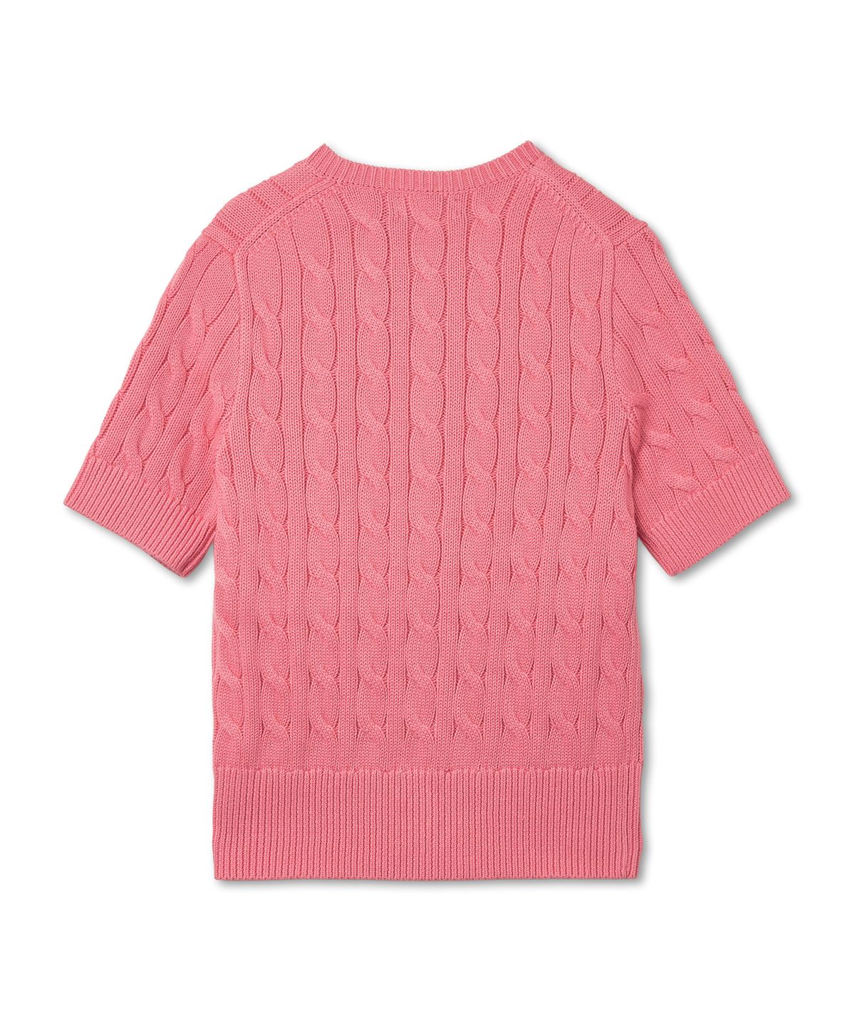 폴로 랄프 로렌(POLO RALPH LAUREN) W 케이블 니트 숏 슬리브 카디건 - 핑크