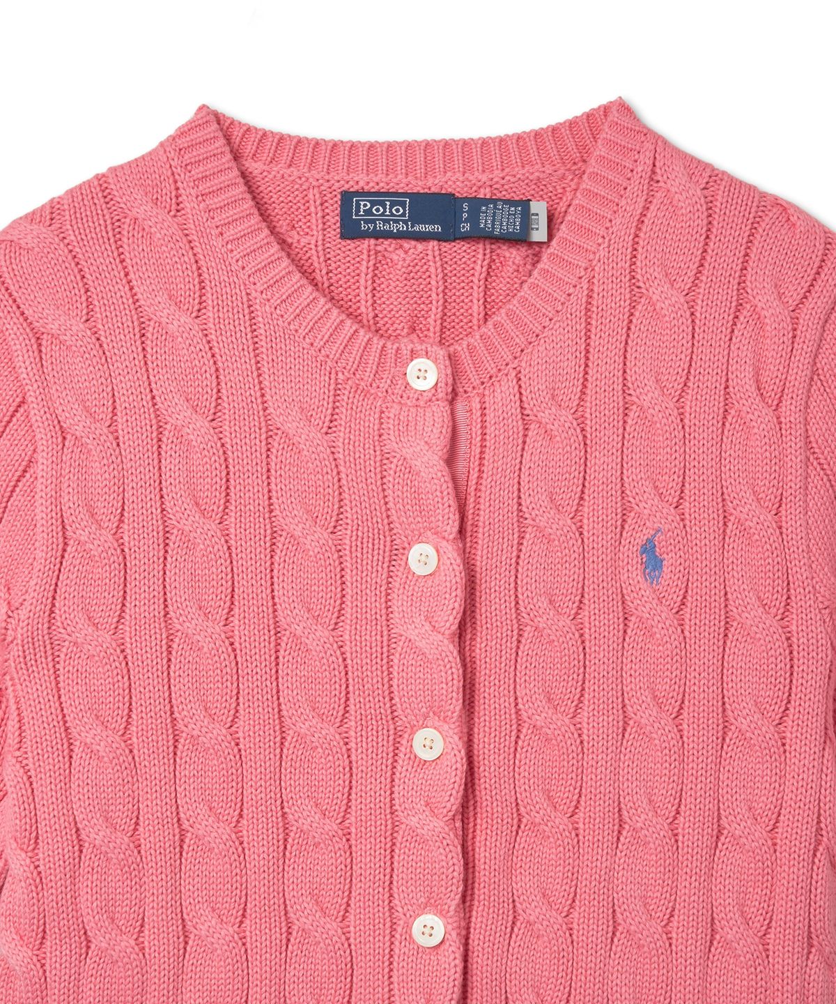 폴로 랄프 로렌(POLO RALPH LAUREN) W 케이블 니트 숏 슬리브 카디건 - 핑크