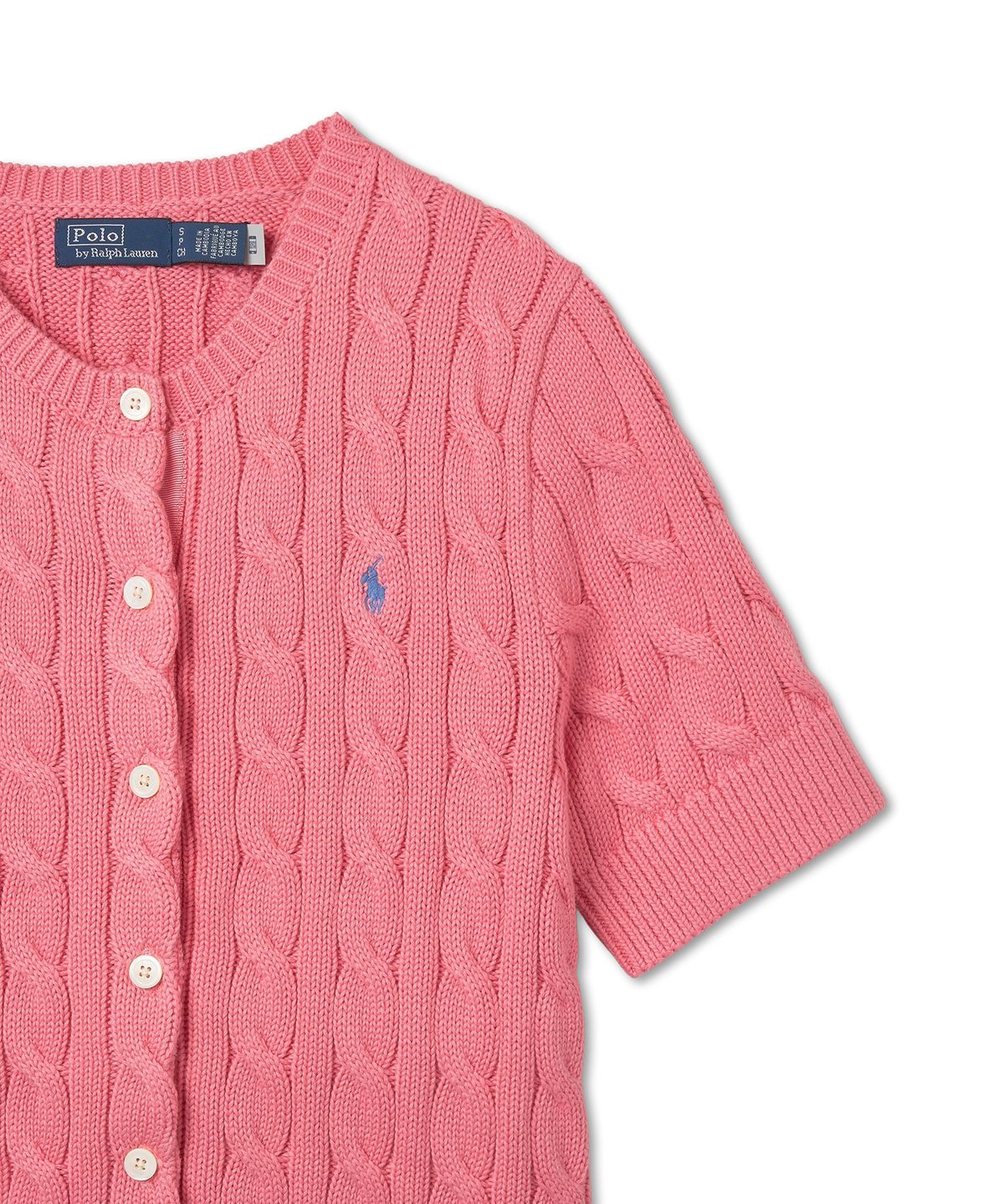 폴로 랄프 로렌(POLO RALPH LAUREN) W 케이블 니트 숏 슬리브 카디건 - 핑크