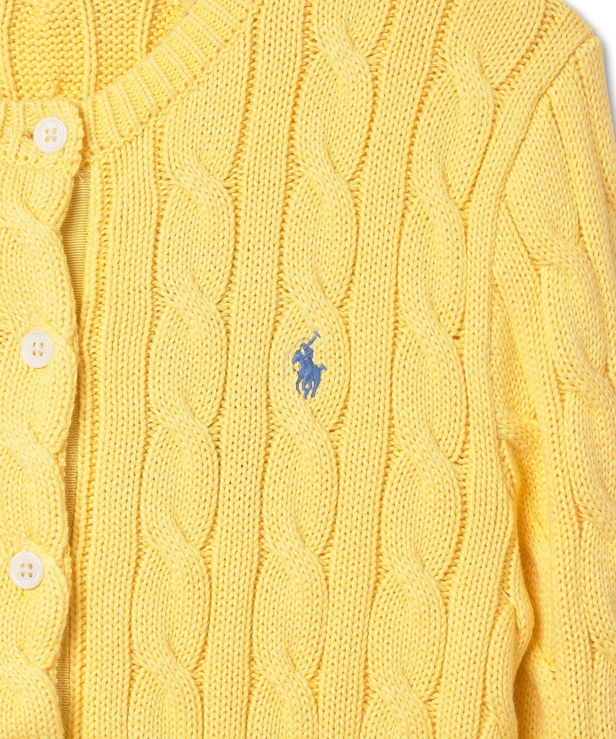 폴로 랄프 로렌(POLO RALPH LAUREN) W 케이블 니트 코튼 크루넥 카디건 - 옐로우
