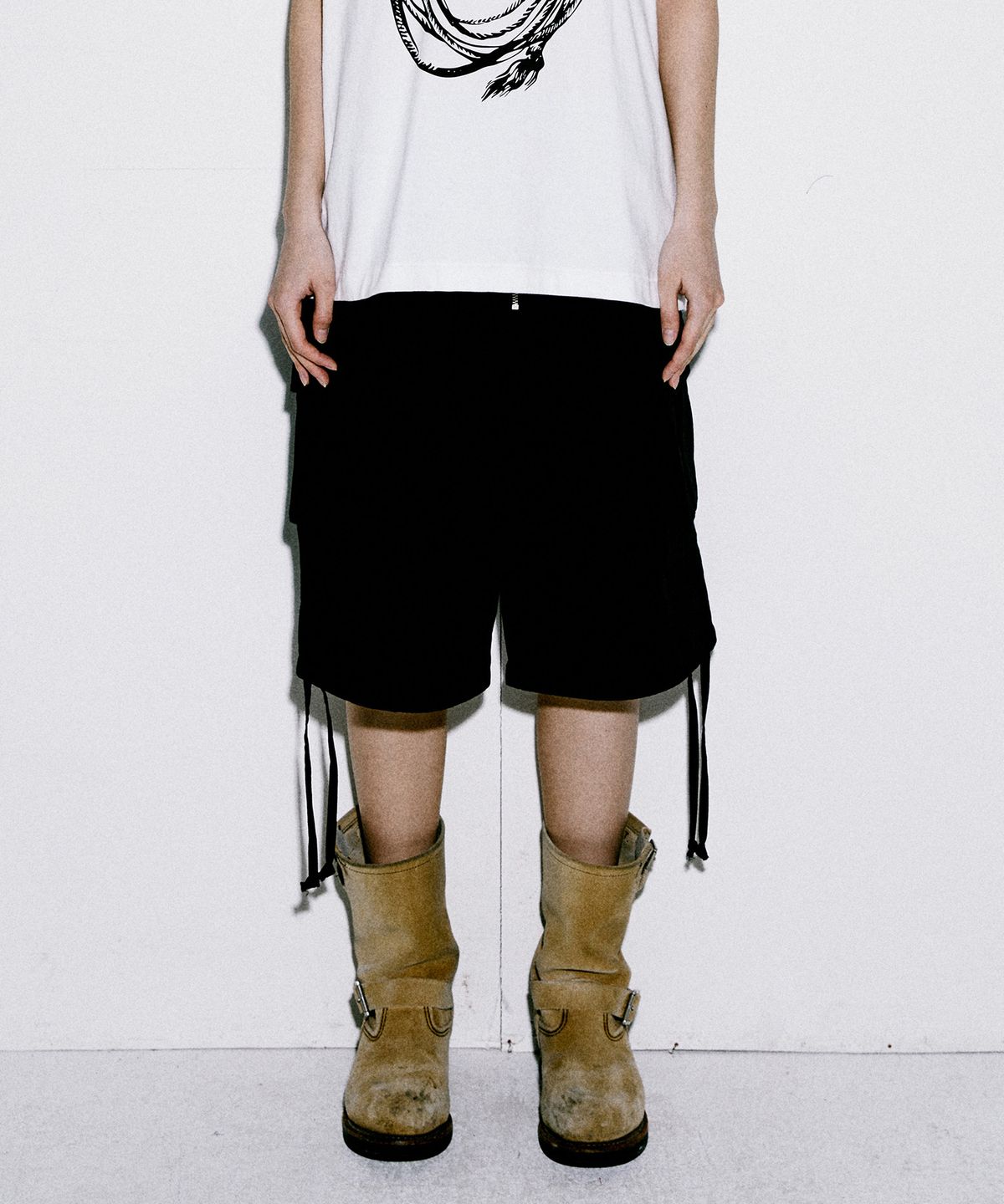더바이닐하우스(THEVINYLHOUSE) WESTERN CARGO SHORTS BLACK (VH2EMUPA61A)