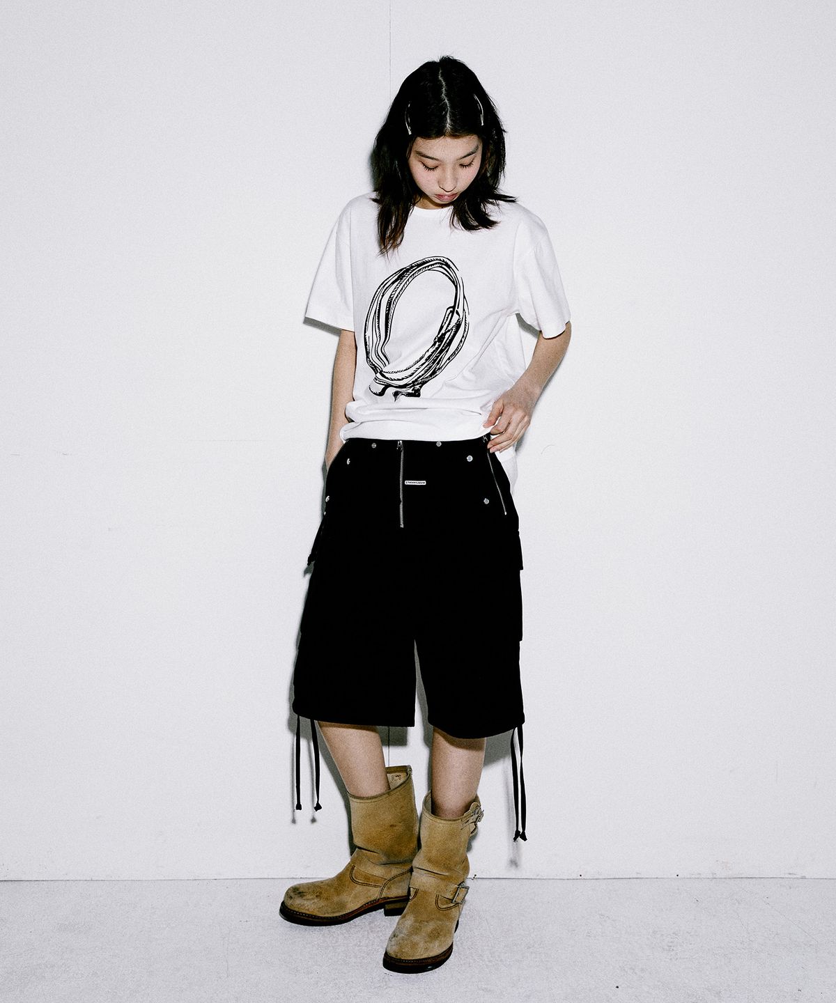더바이닐하우스(THEVINYLHOUSE) WESTERN CARGO SHORTS BLACK (VH2EMUPA61A)