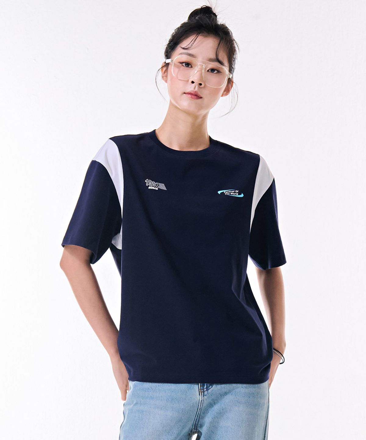 체이스컬트(CHASECULT) 공용 컬러 블럭 반팔 티셔츠-DBRU5843D04